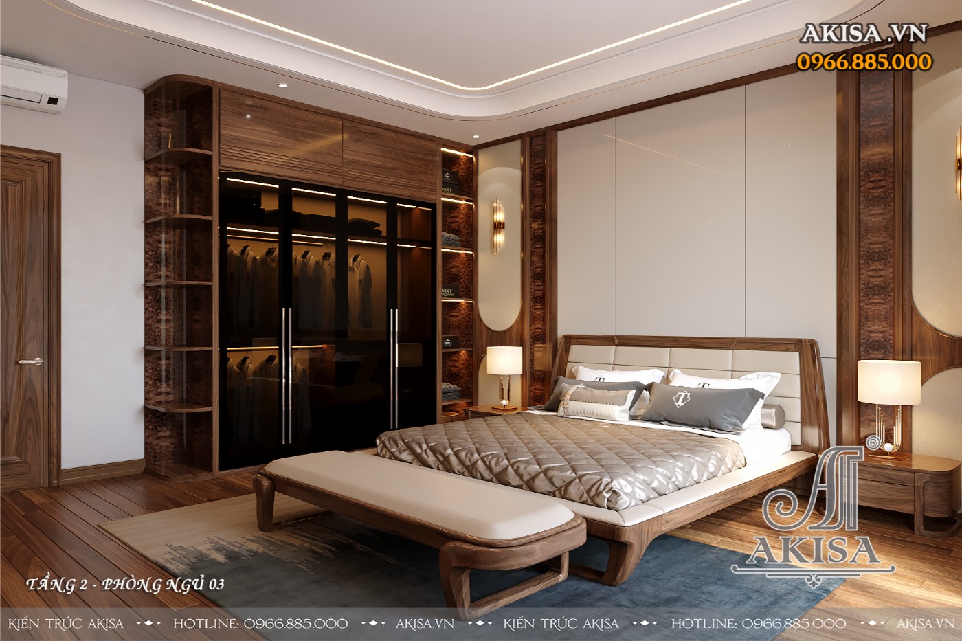 Thiết kế nội thất hiện đại gỗ tự nhiên - Phòng ngủ