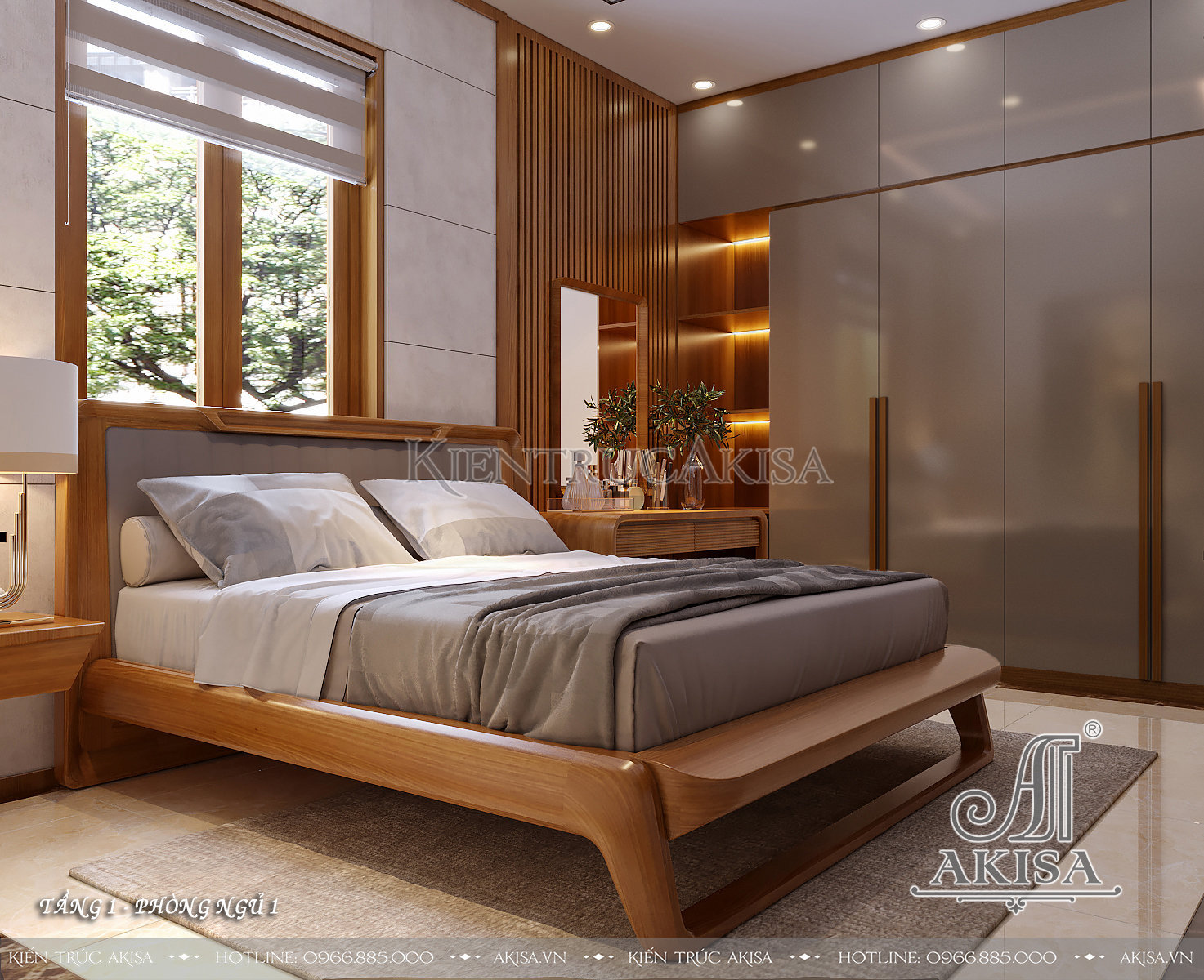Thiết kế nội thất nhà phố 2 tầng chất liệu gỗ tự nhiên - Phòng ngủ