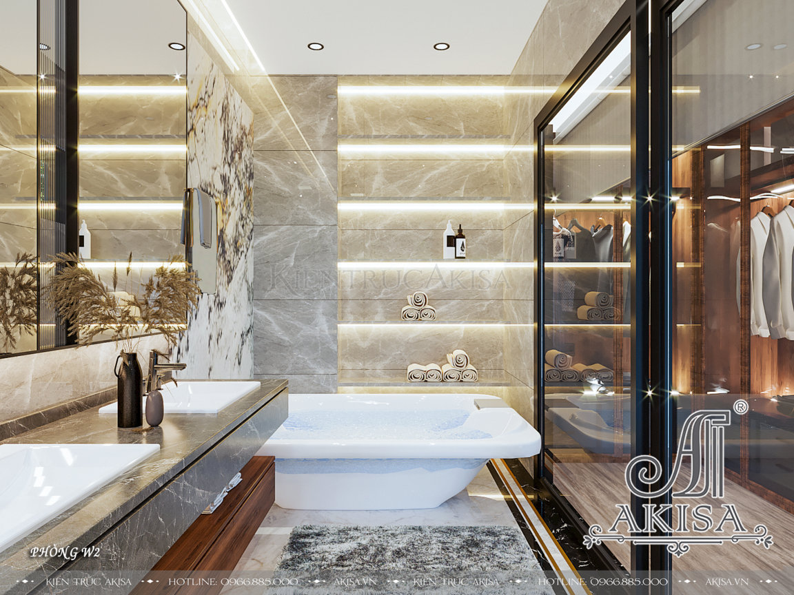 Phòng tắm phong cách hiện đại mang đến sự tiện nghi và trải nghiệm thú vị