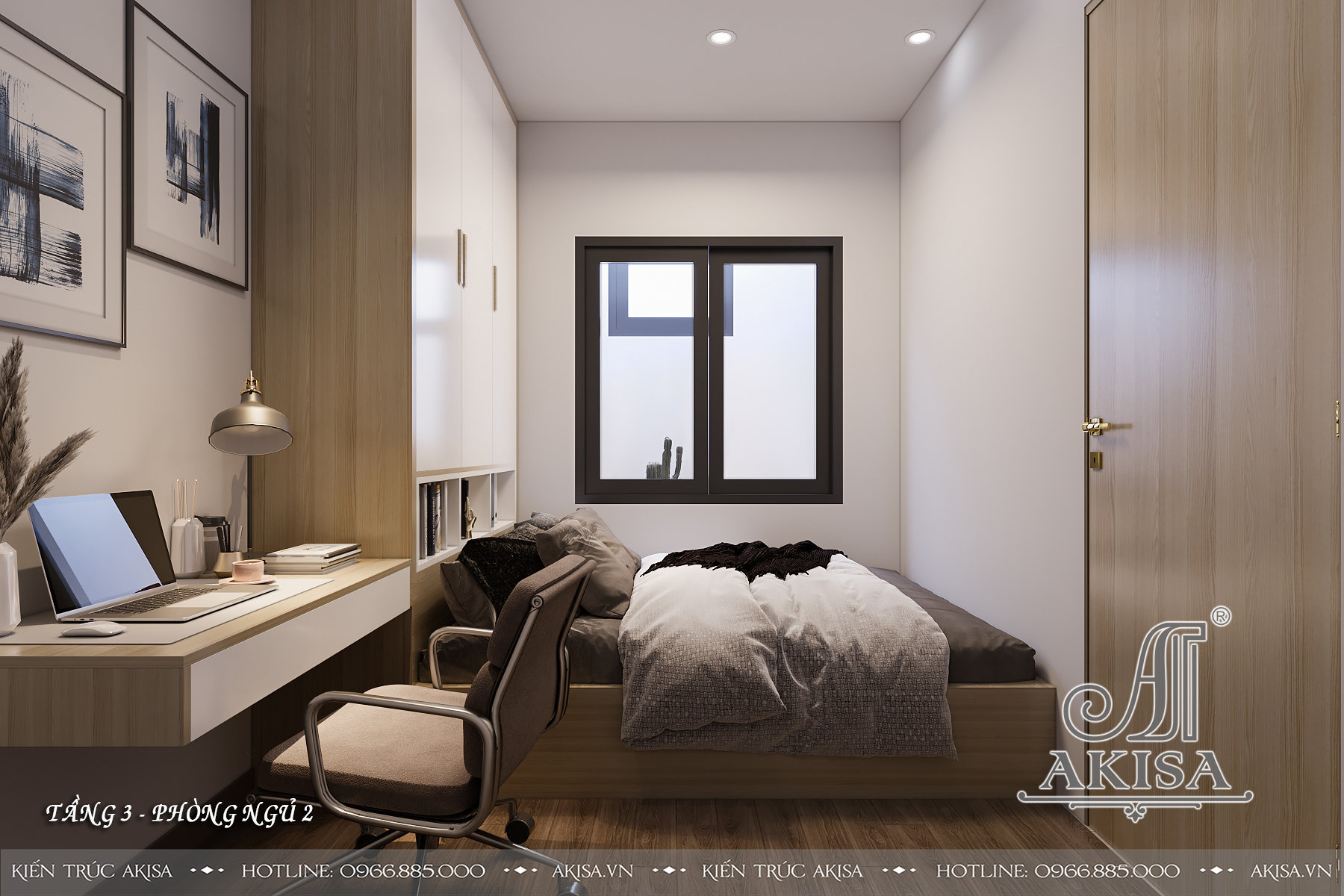 Thiết kế nội thất nhà phố hiện đại 3 tầng - Phòng ngủ