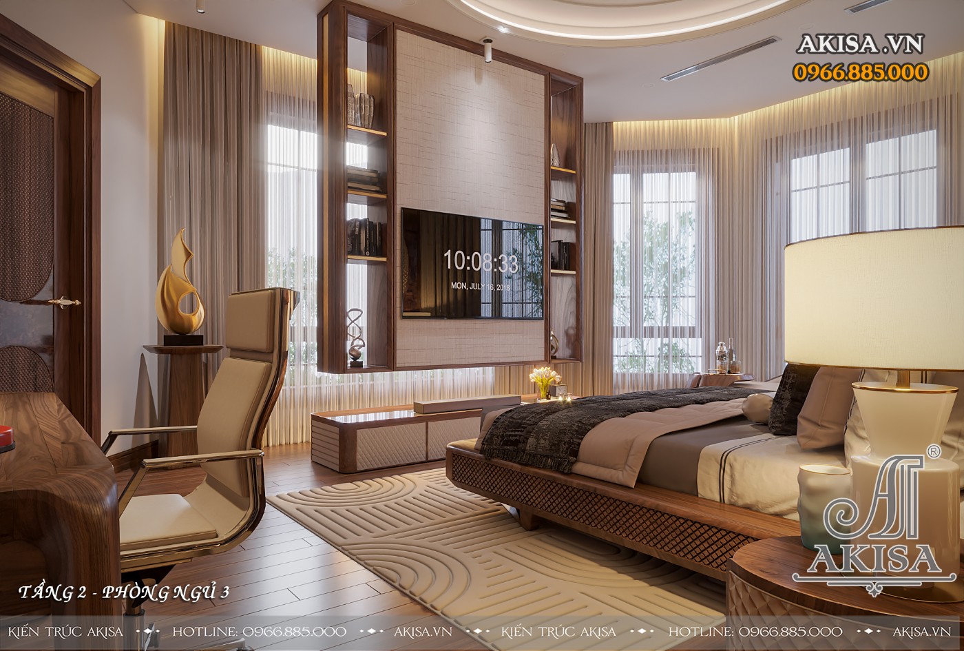 Mẫu nội thất gỗ óc chó hiện đại - Phòng ngủ