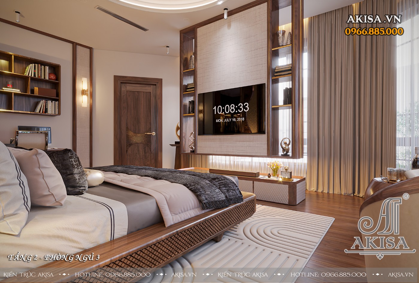 Mẫu nội thất gỗ óc chó hiện đại - Phòng ngủ