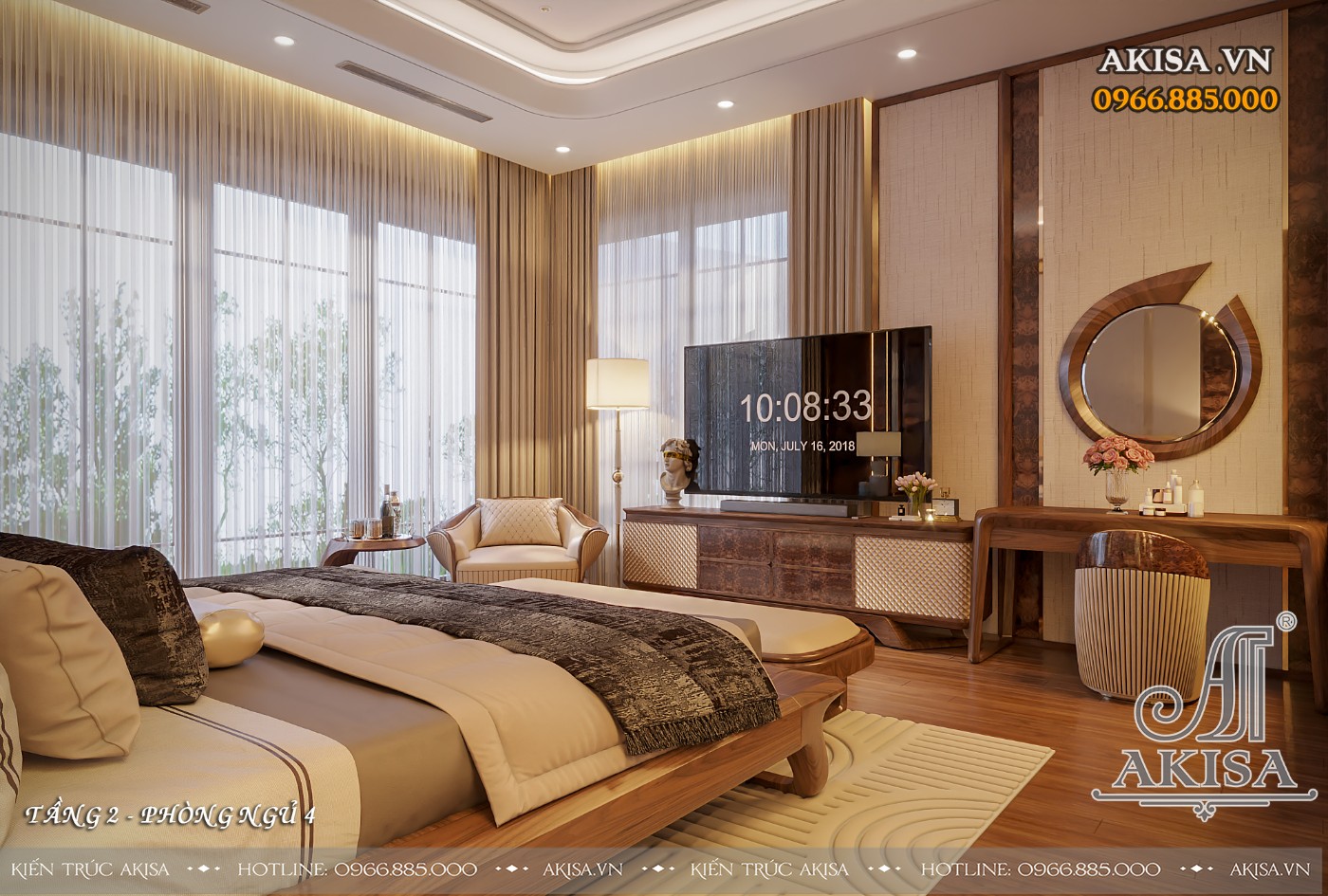 Mẫu nội thất gỗ óc chó hiện đại - Phòng ngủ
