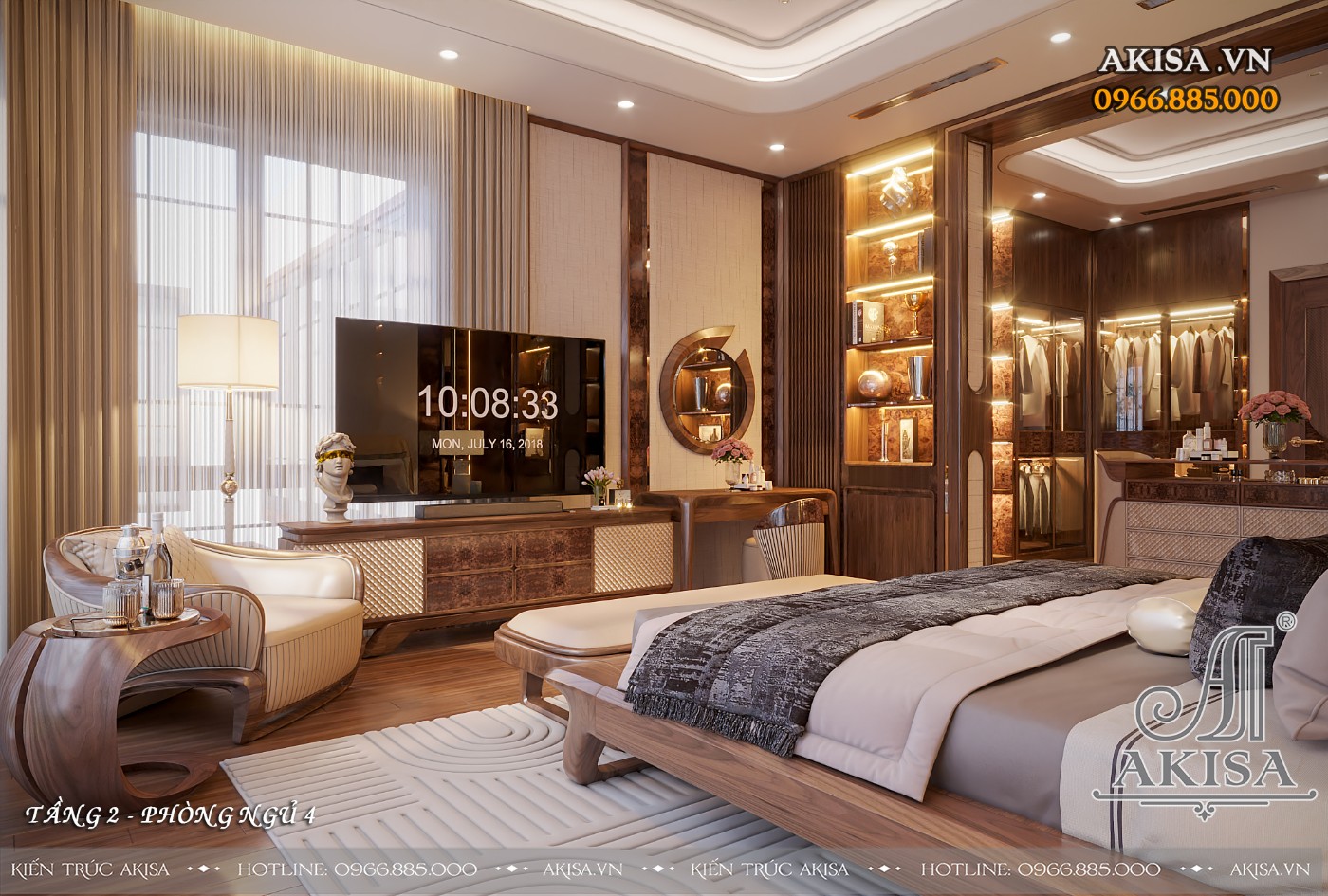 Mẫu nội thất gỗ óc chó hiện đại - Phòng ngủ