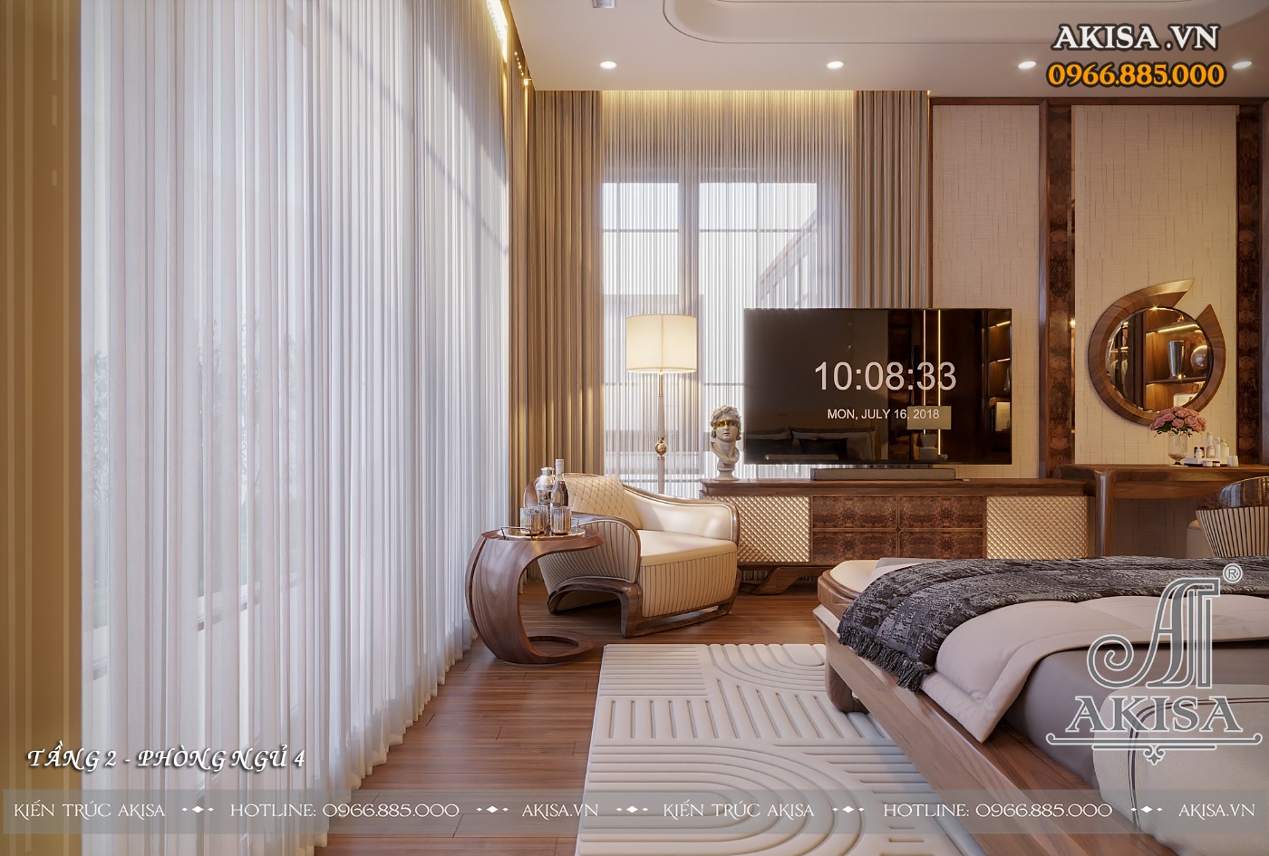 Mẫu nội thất gỗ óc chó hiện đại - Phòng ngủ