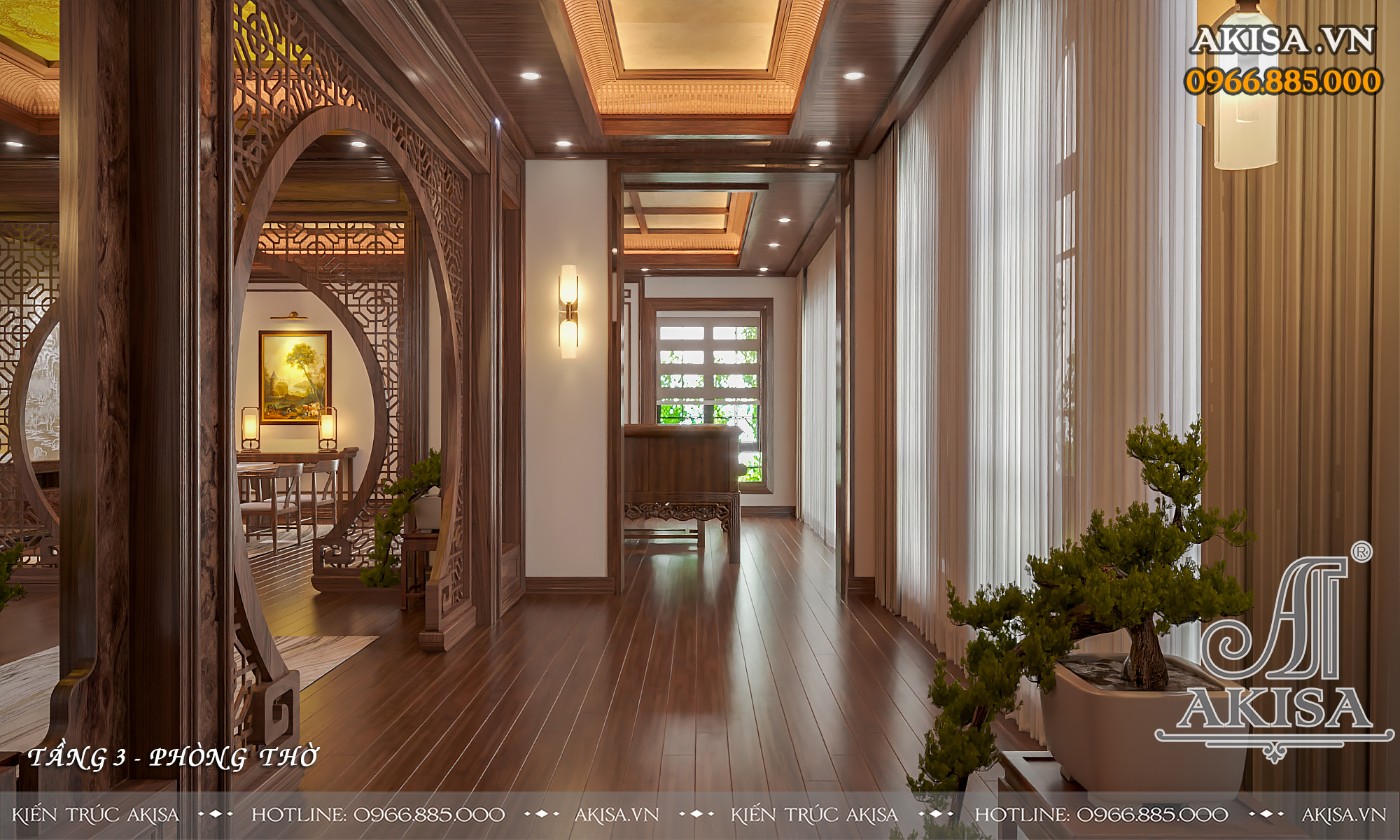 Mẫu nội thất gỗ óc chó hiện đại - Phòng thờ