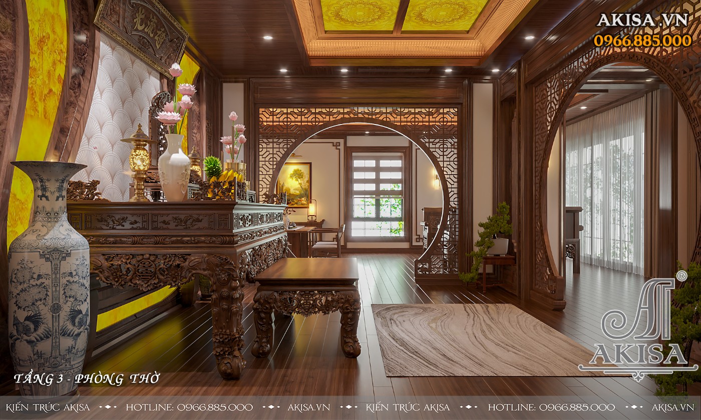 Mẫu nội thất gỗ óc chó hiện đại - Phòng thờ
