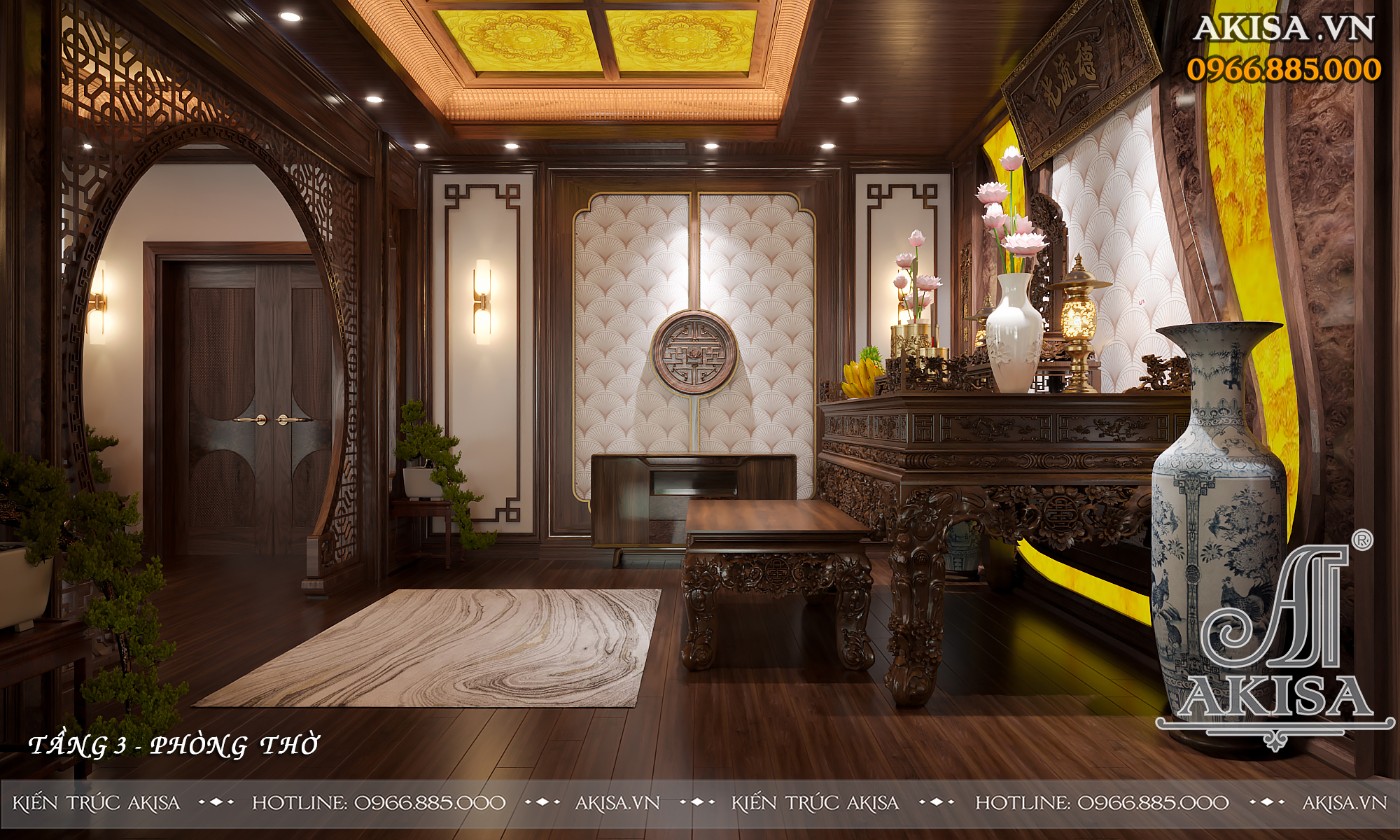 Mẫu nội thất gỗ óc chó hiện đại - Phòng thờ