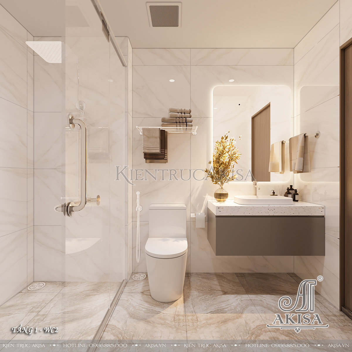 Thiết kế nội thất nhà ống phong cách hiện đại - Phòng WC