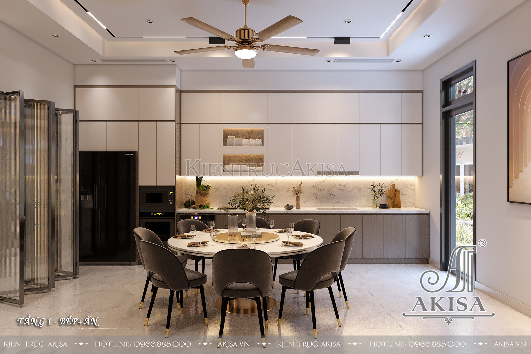 Thiết kế nội thất nhà ống phong cách hiện đại - Phòng bếp ăn