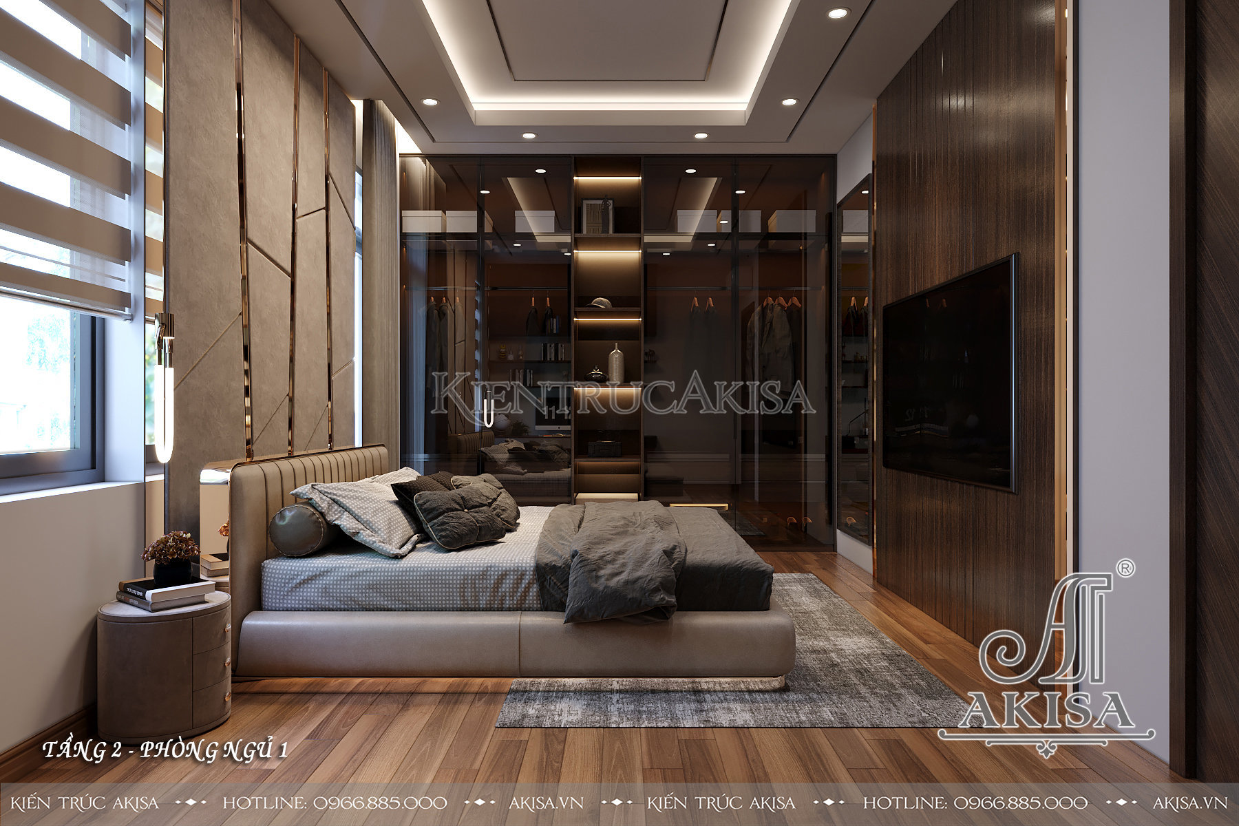 Mẫu nội thất gỗ công nghiệp đẹp hiện đại - Phòng ngủ 01