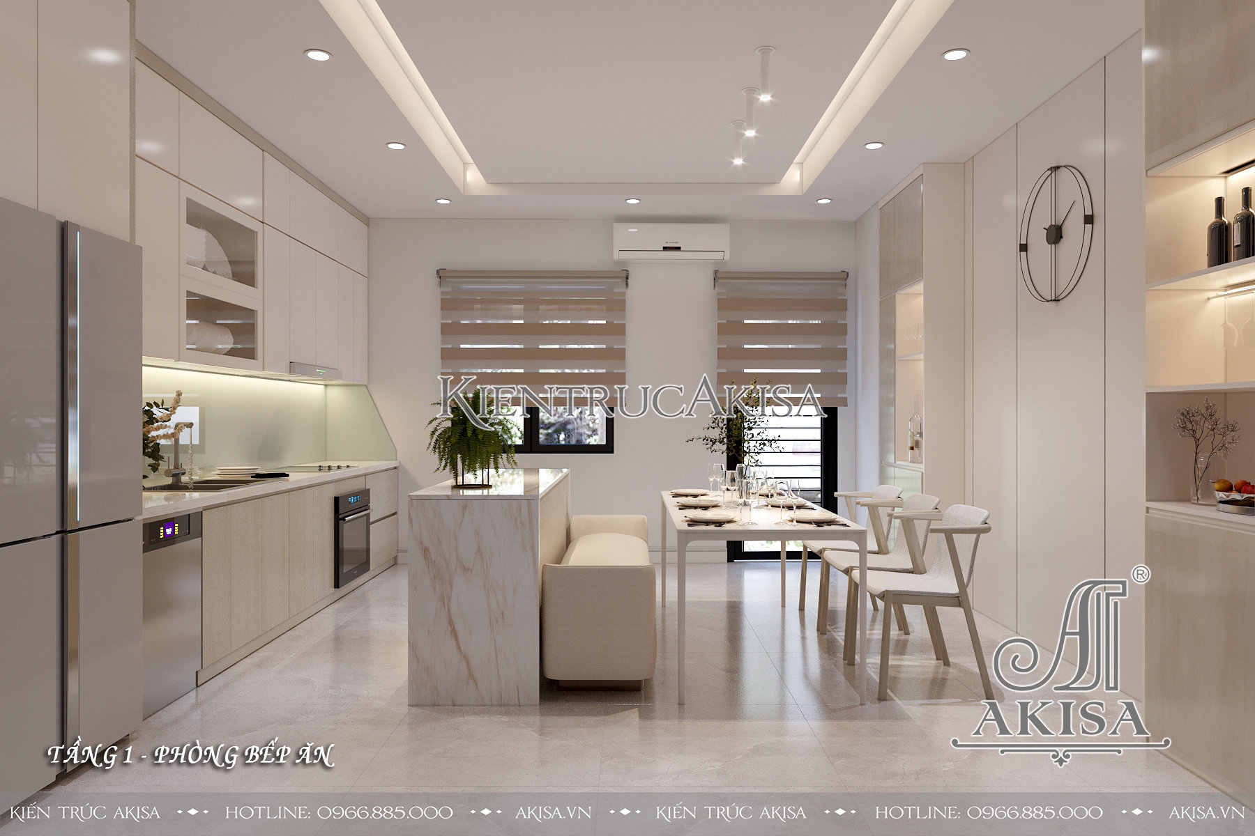 Thiết kế nội thất nhà đẹp 4 tầng hiện đại - Phòng bếp ăn