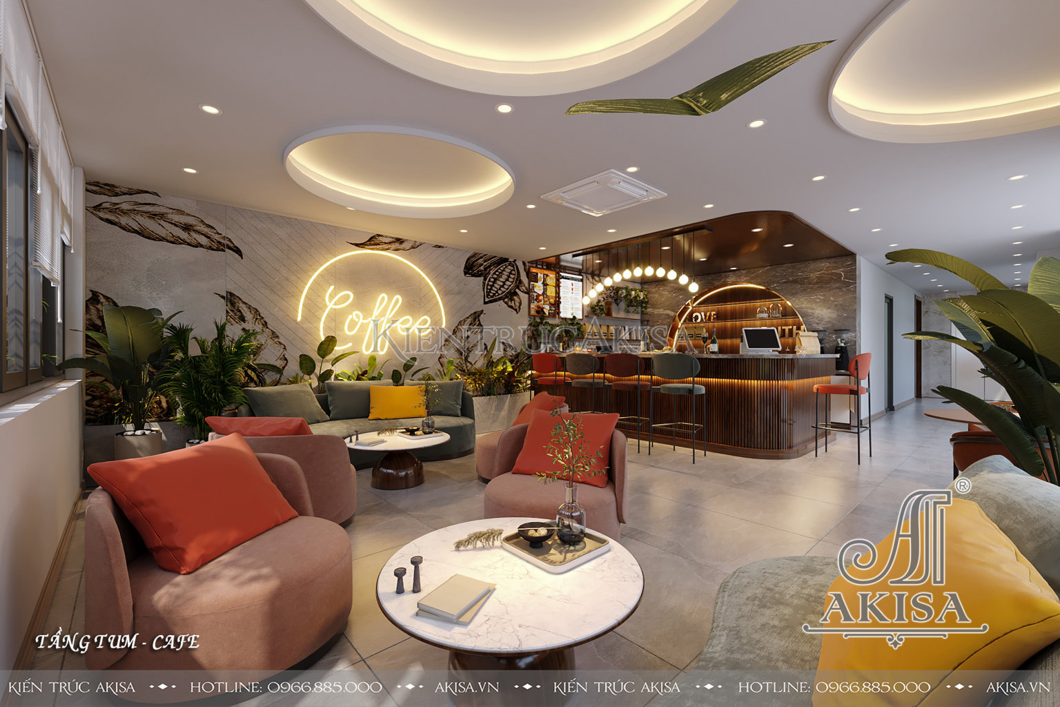 Mẫu nội thất gỗ hương đá phong cách hiện đại - Không gian coffe