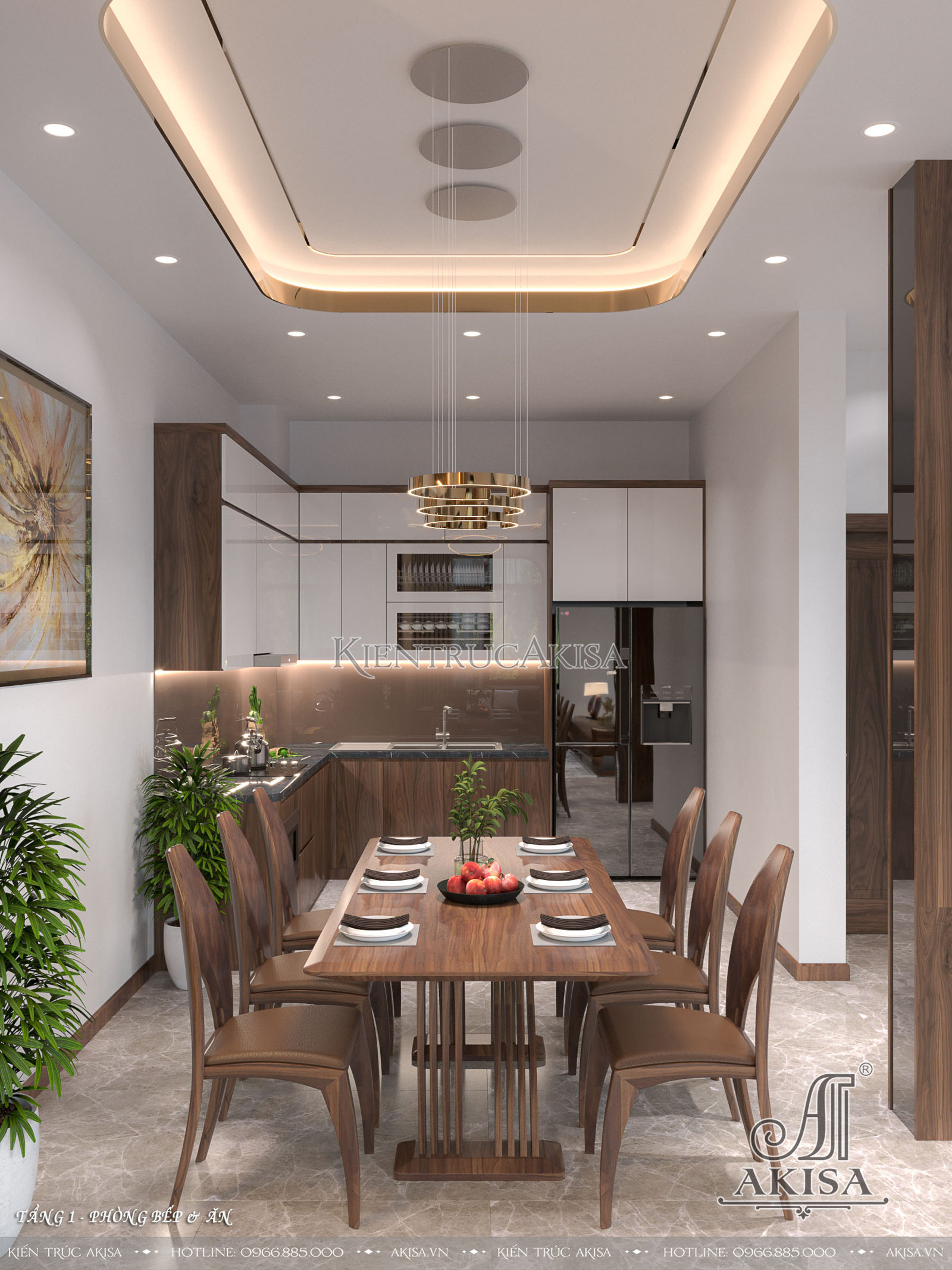 Thiết kế nội thất hiện đại biệt thự 4 tầng - Phòng bếp ăn tầng 1