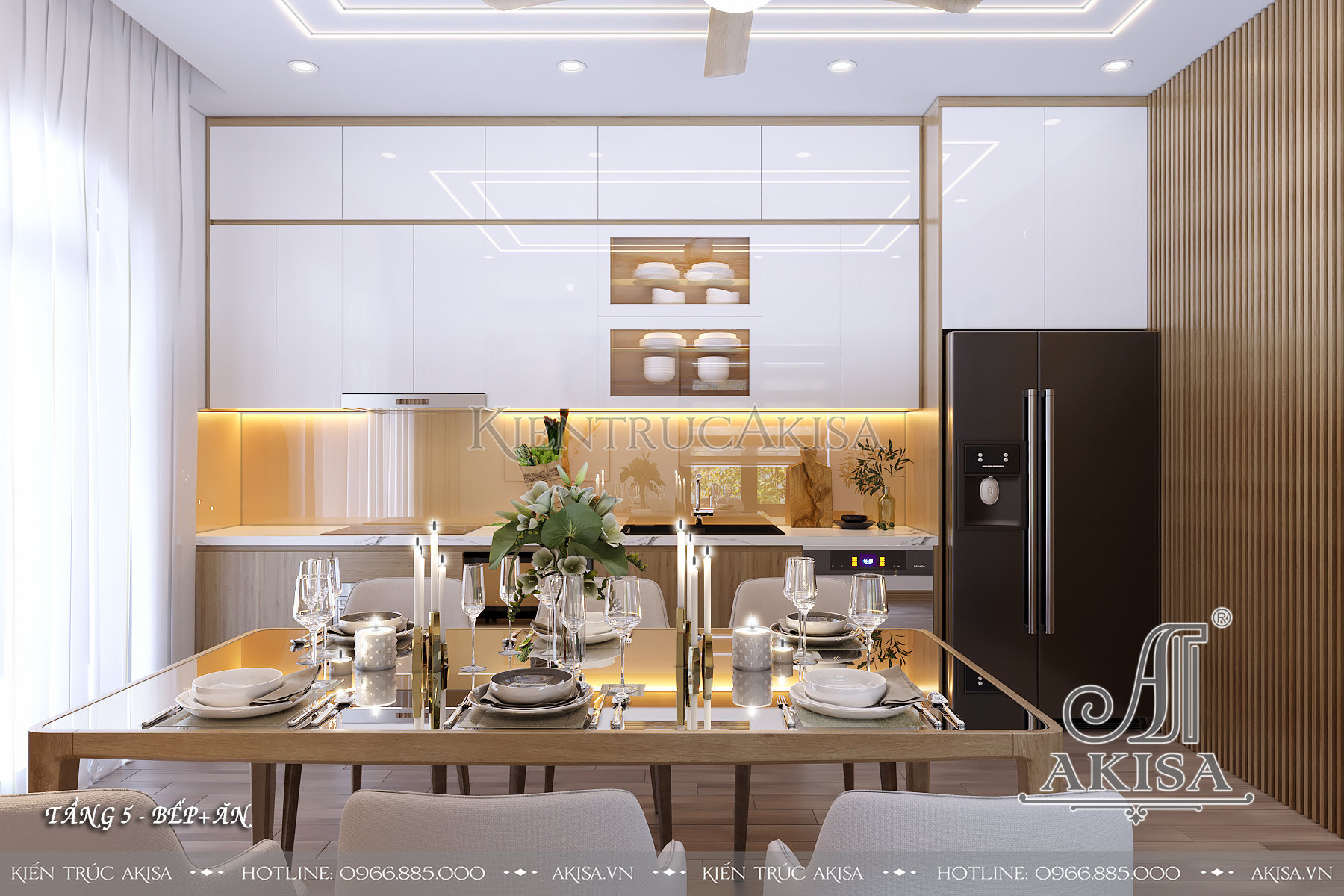 Thiết kế nội thất nhà phố 5 tầng đẹp hiện đại - Phòng bếp ăn
