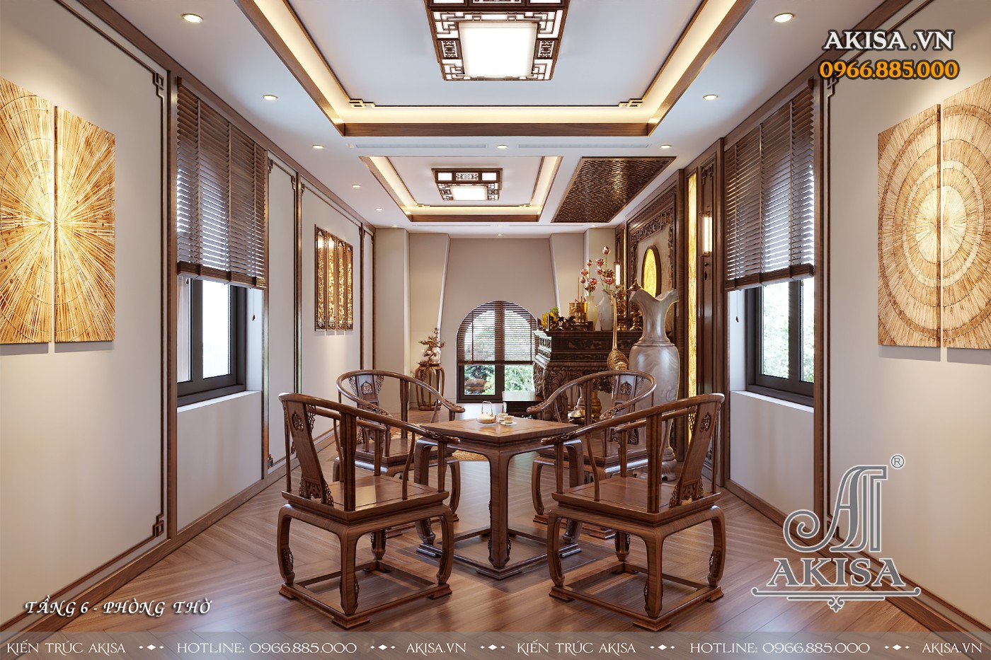 Thiết kế nội thất nhà phố thông tầng - phòng thờ