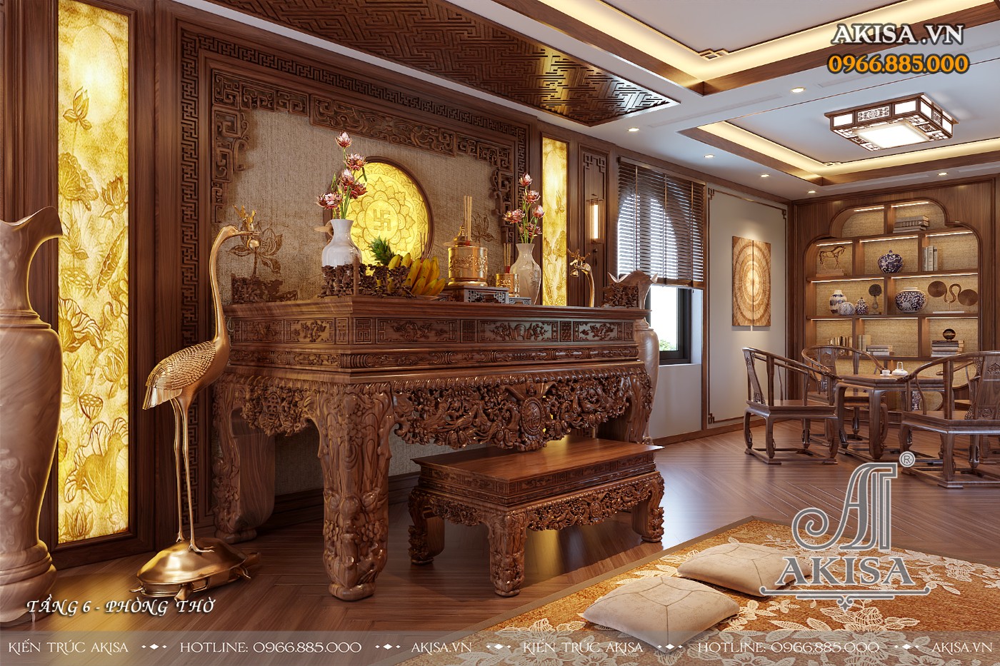 Thiết kế nội thất nhà phố thông tầng - phòng thờ