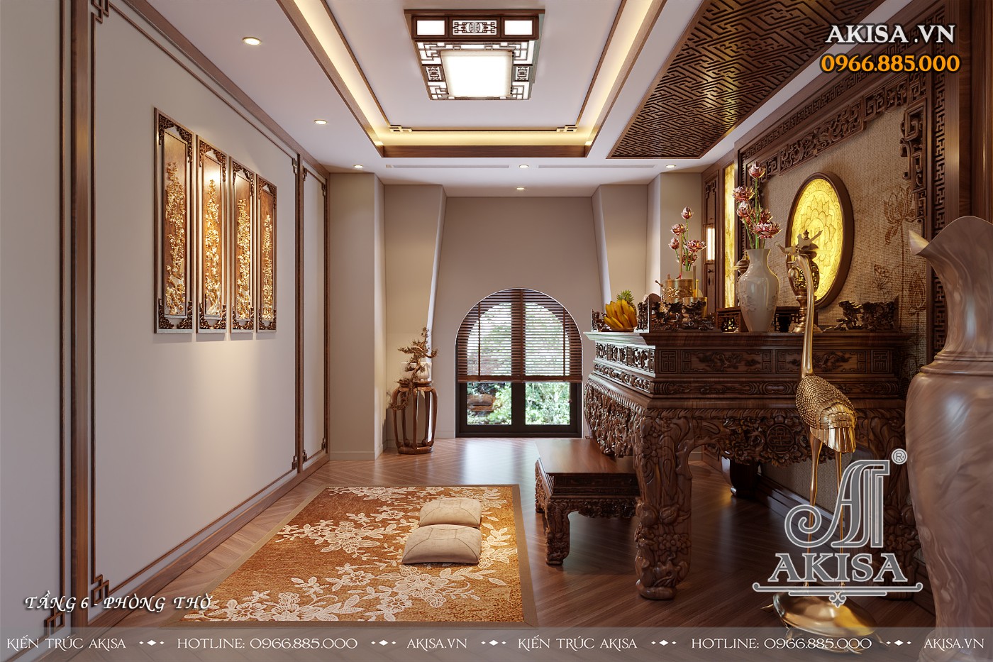 Thiết kế nội thất nhà phố thông tầng - phòng thờ