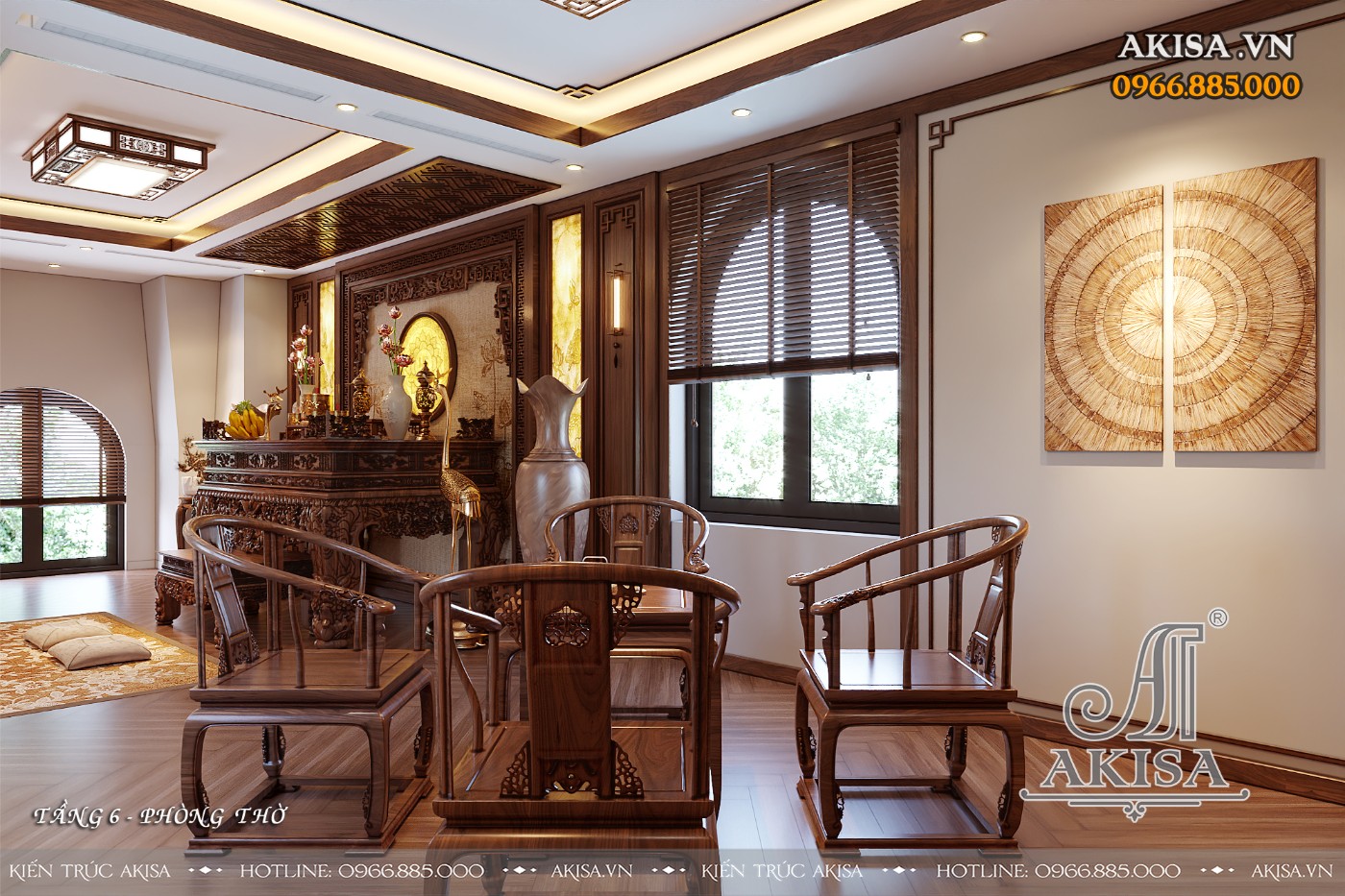 Thiết kế nội thất nhà phố thông tầng - phòng thờ