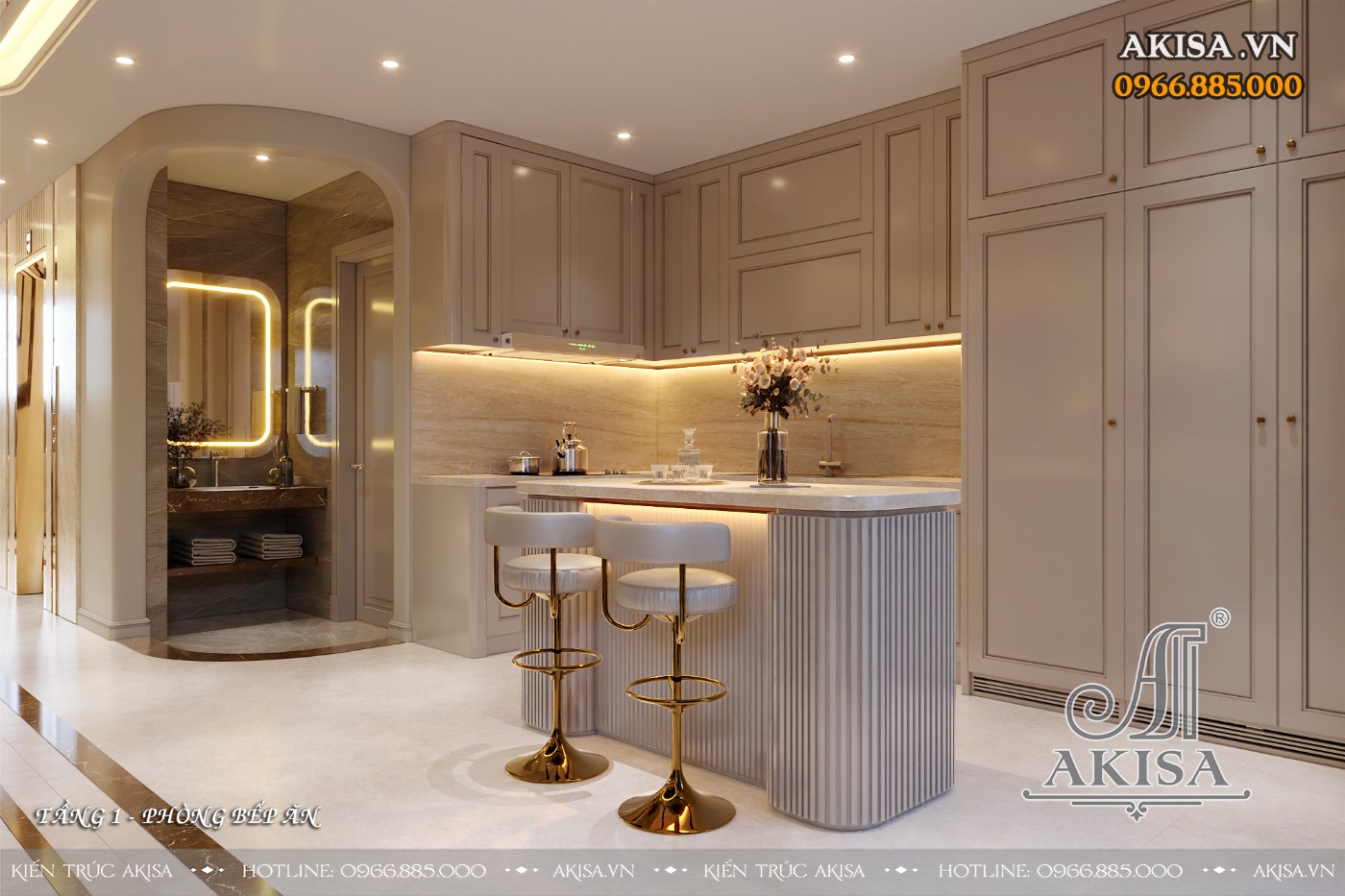 Thiết kế nội thất nhà phố phong cách Luxury - Phòng bếp