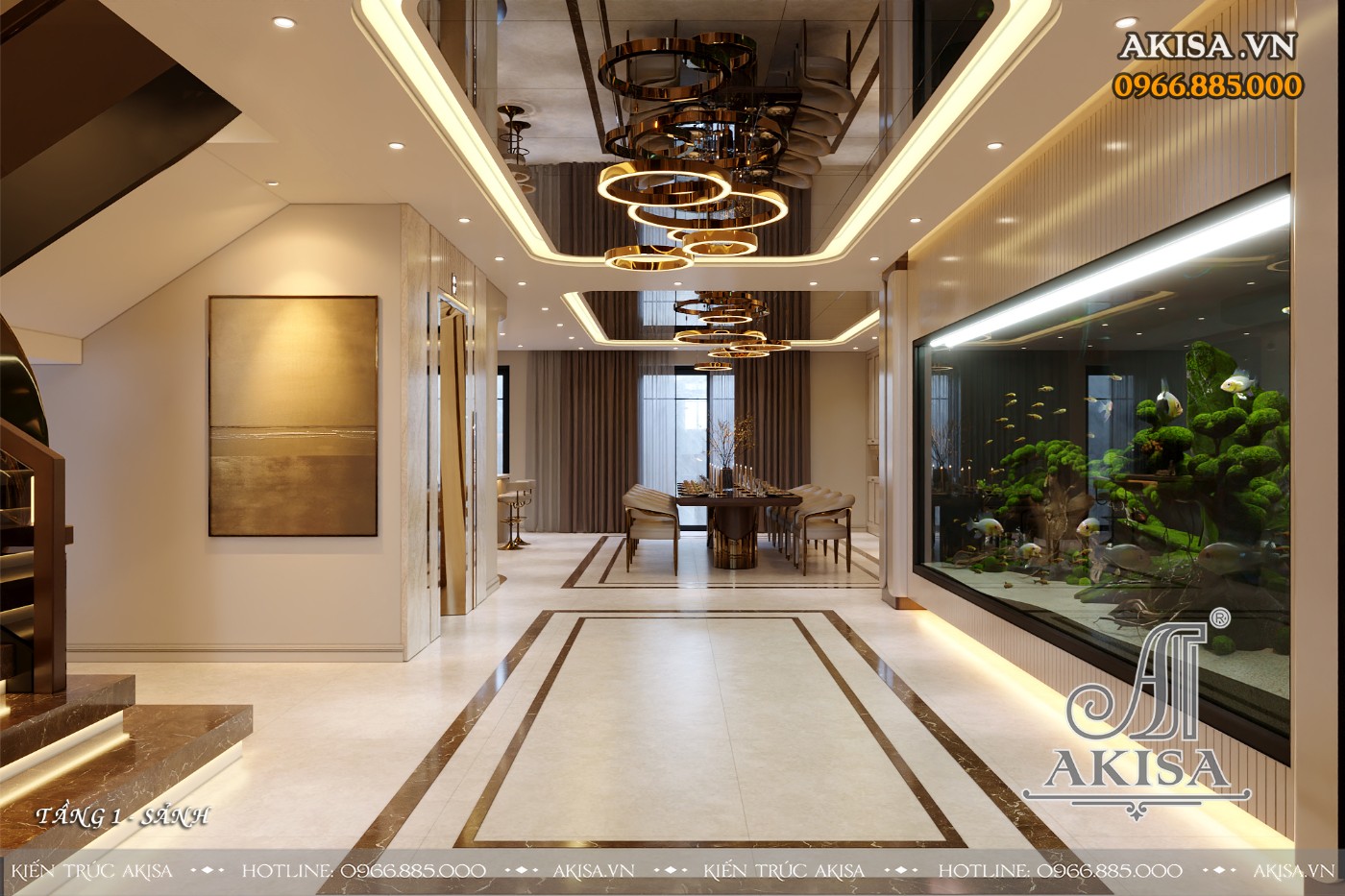 Thiết kế nội thất nhà phố phong cách Luxury - sảnh kết nối