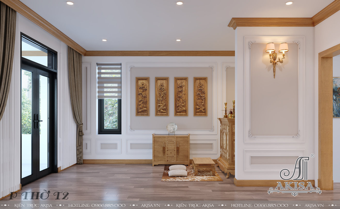 Mẫu nội thất tân cổ điển gỗ hương đá đẹp sang trọng