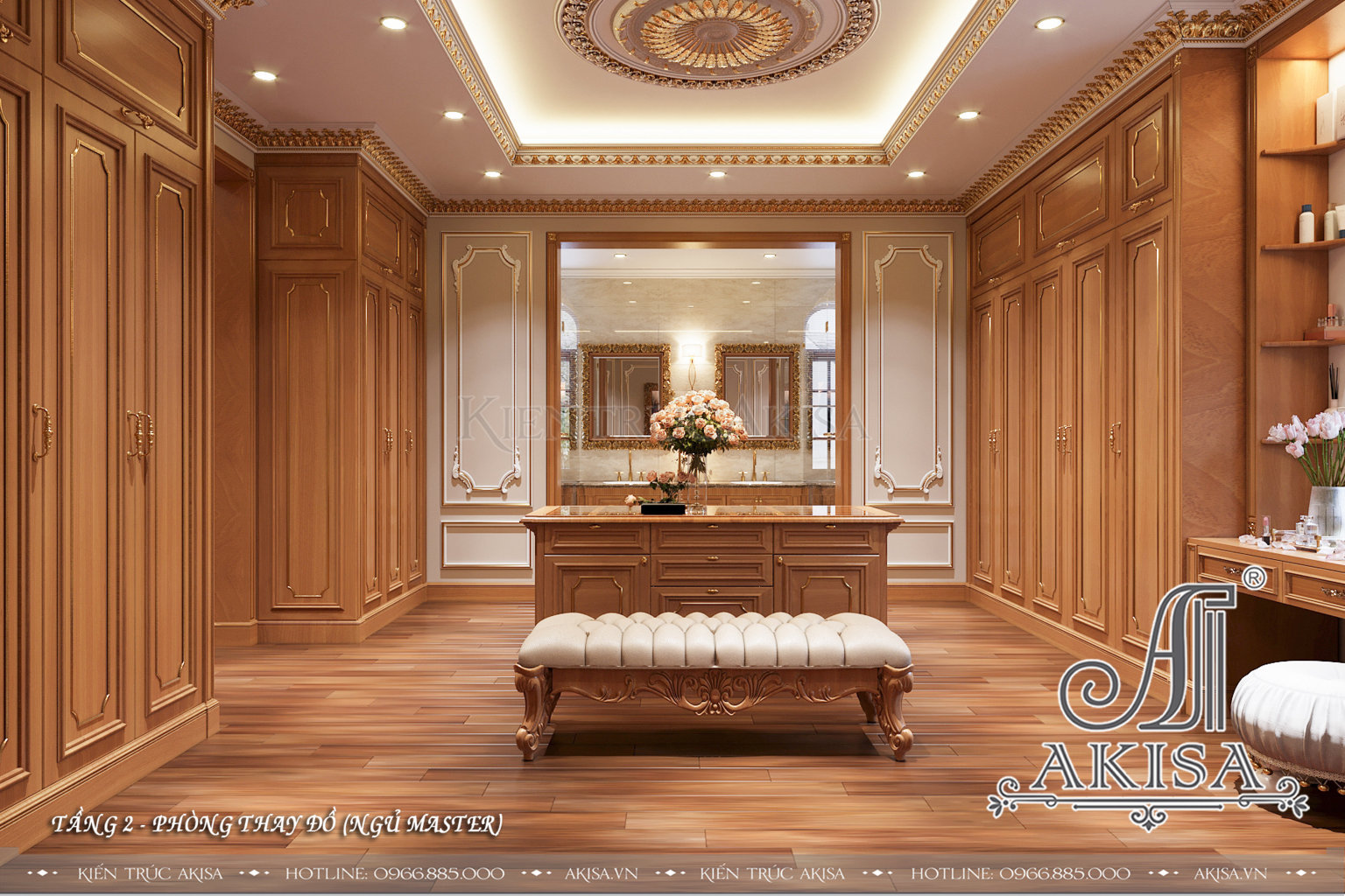 Mẫu nội thất gỗ gõ đỏ phong cách tân cổ điển - Phòng ngủ 