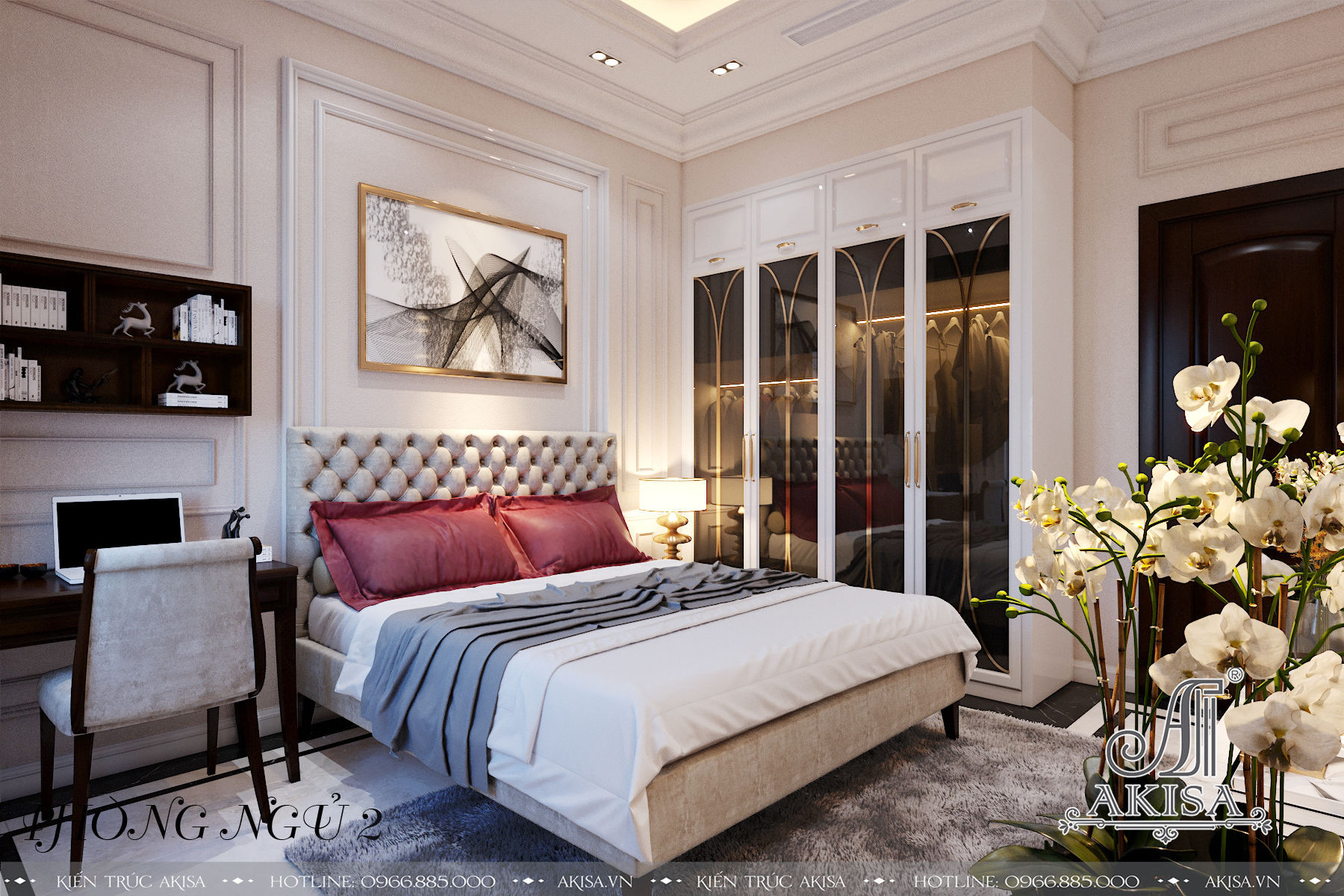 Phòng ngủ được thiết kế hiện đại, thời thượng, với phong cách trang trí và nội thất dựa theo sở thích và nhu cầu sử dụng của từng thành viên trong gia đình.