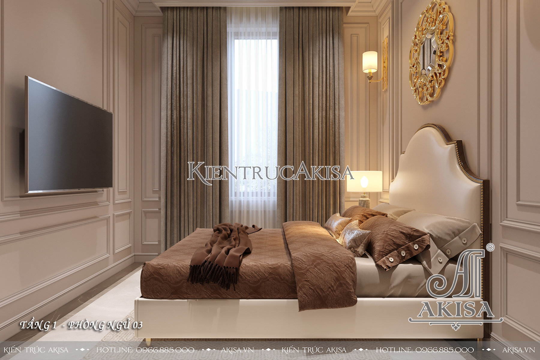 Thiết kế nội thất biệt thự gỗ gõ đỏ phong cách luxury - Phòng ngủ