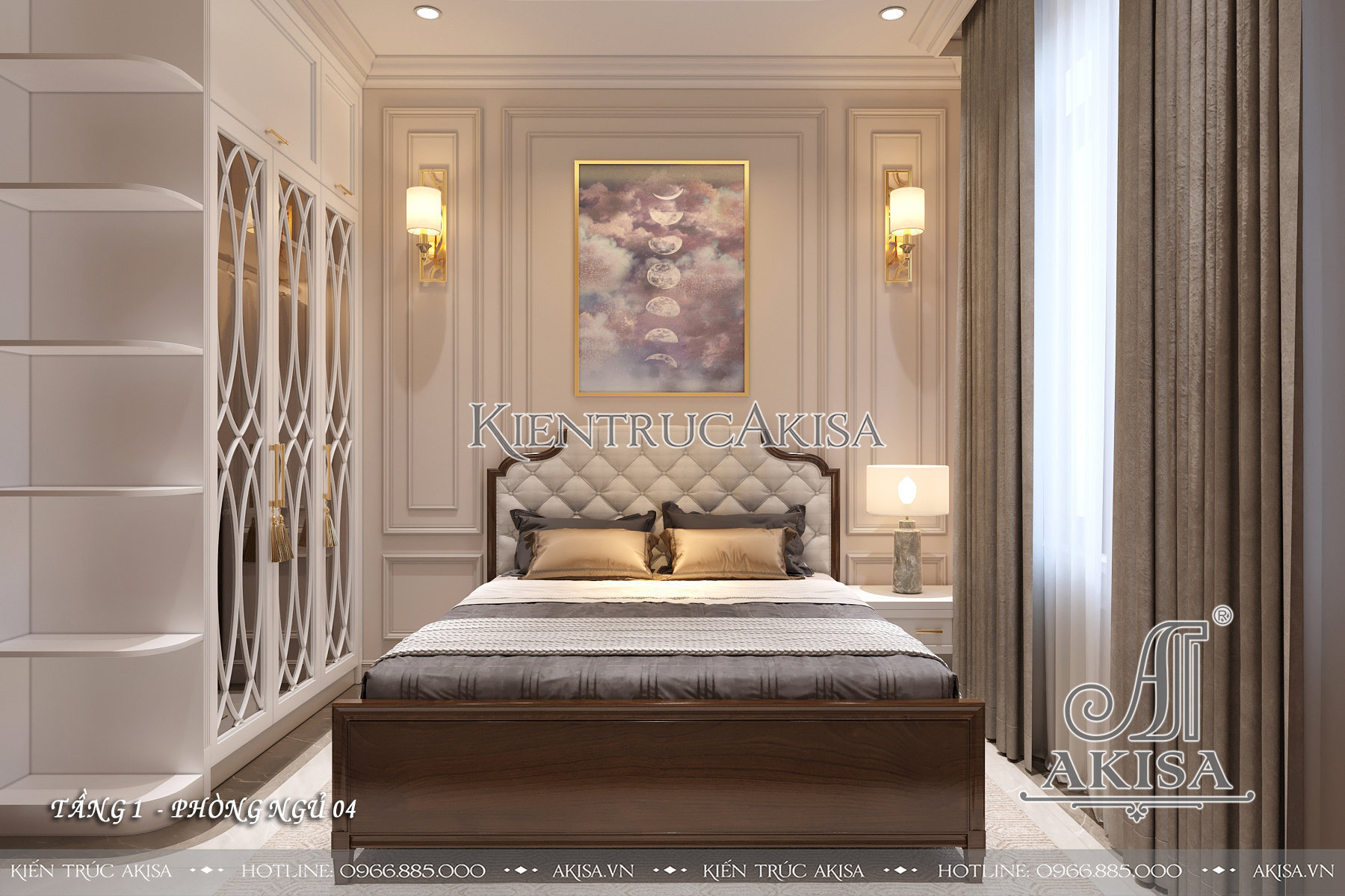 Thiết kế nội thất biệt thự gỗ gõ đỏ phong cách luxury - Phòng ngủ