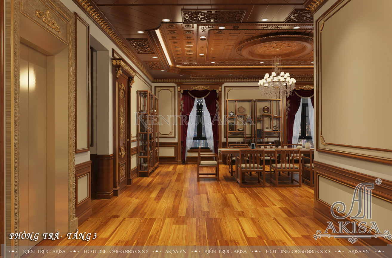 Mẫu nội thất gỗ gõ đỏ phong cách cổ điển
