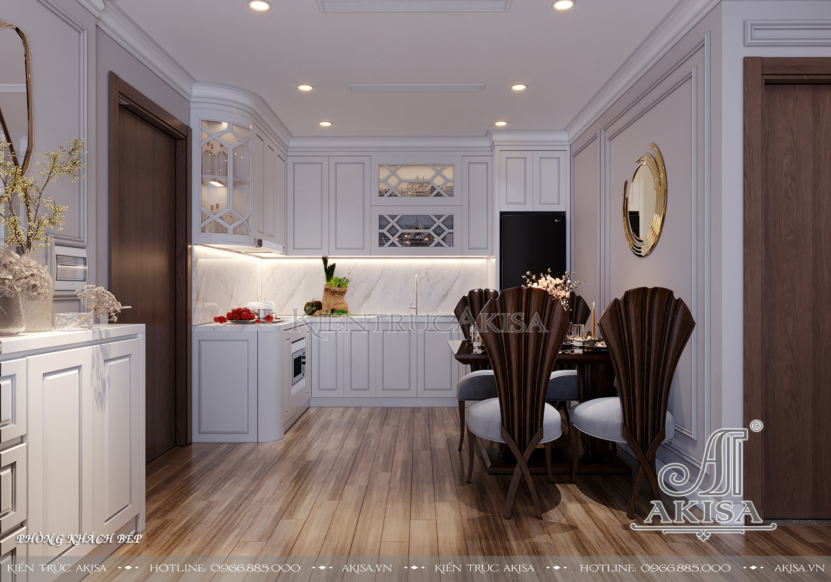 Thiết kế nội thất chung cư 3 phòng ngủ - Khu vực khách bếp