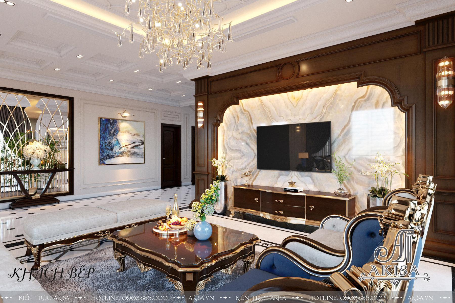 Phòng khách sang trọng với tông màu trắng, be làm chủ đạo với những vật dụng nội thất đơn giản nhưng không kém phần cuốn hút