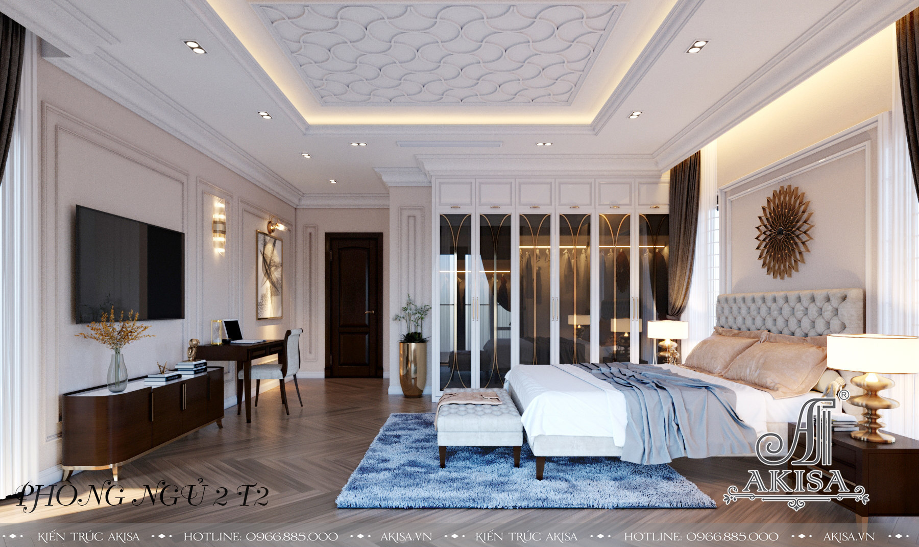 Phòng ngủ tầng 2 thiết kế trang nhã, đơn giản mang lại vẻ đẹp thanh lịch, nhã nhặn 