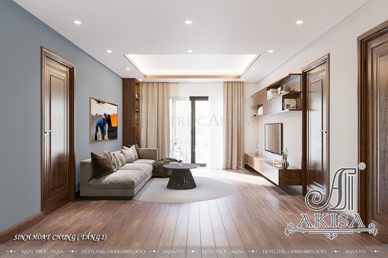 Thiết kế nội thất biệt thự gỗ tự nhiên phong cách hiện đại