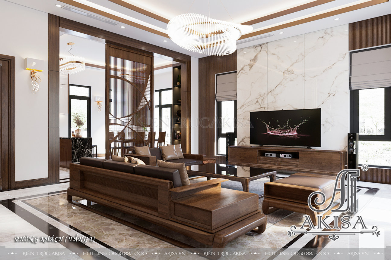 Thiết kế nội thất biệt thự gỗ tự nhiên phong cách hiện đại