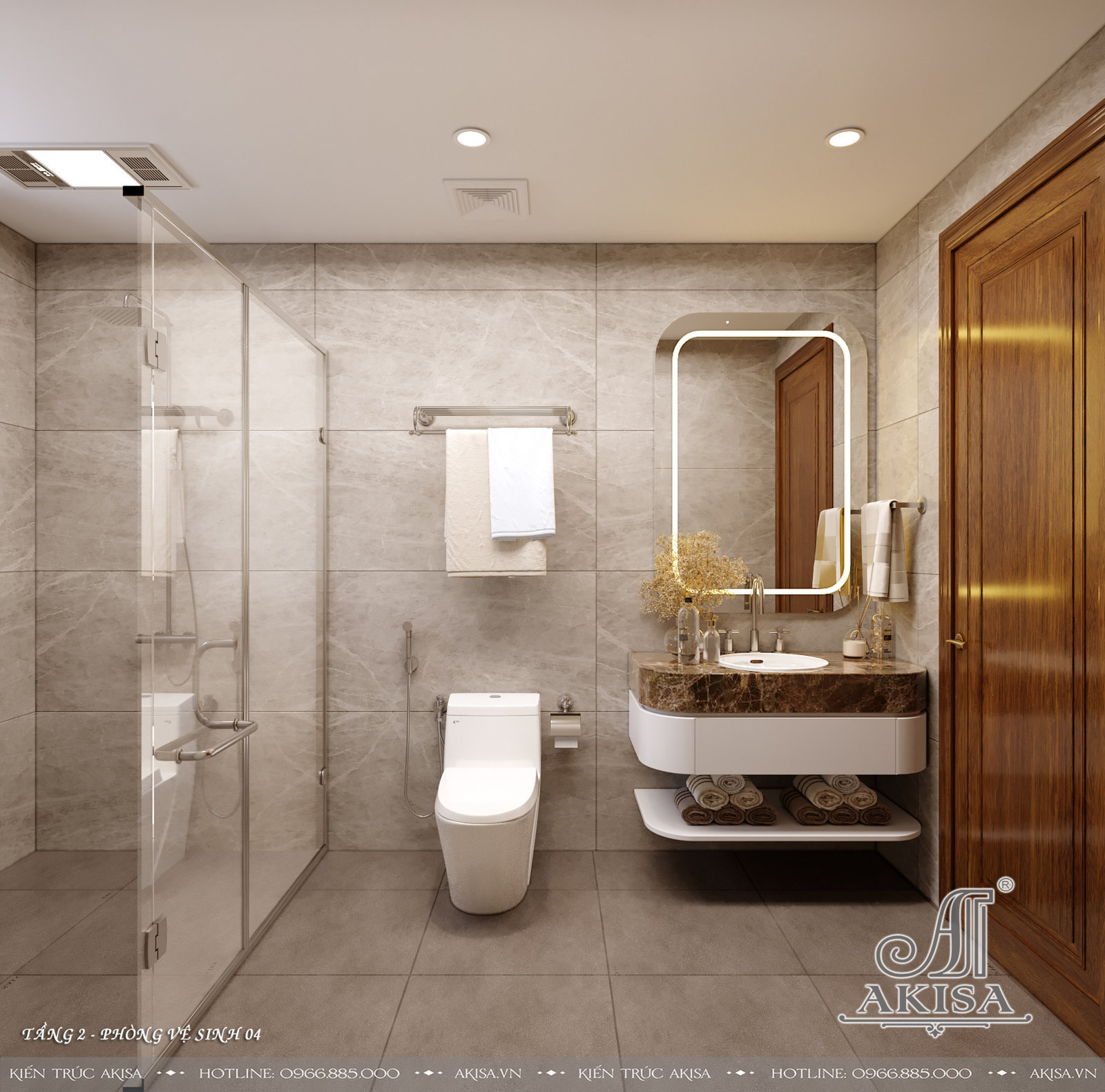 Thiết kế nội thất phong cách tân cổ điển nhẹ nhàng - Phòng WC