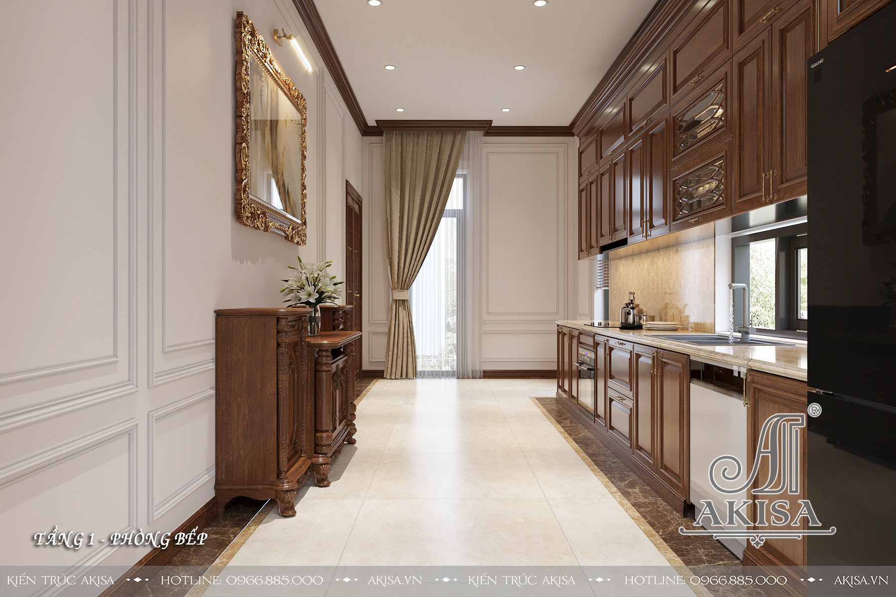 Thiết kế nội thất phong cách tân cổ điển nhẹ nhàng - Phòng bếp ăn