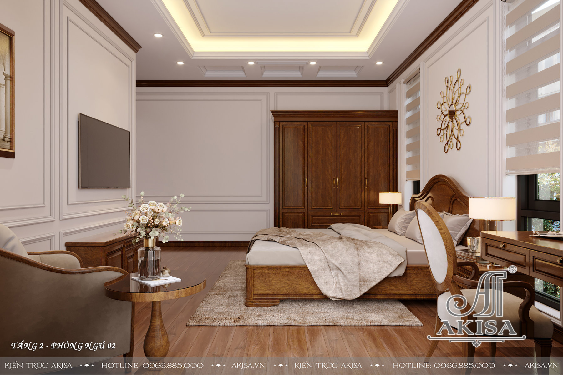 Thiết kế nội thất phong cách tân cổ điển nhẹ nhàng - Phòng ngủ