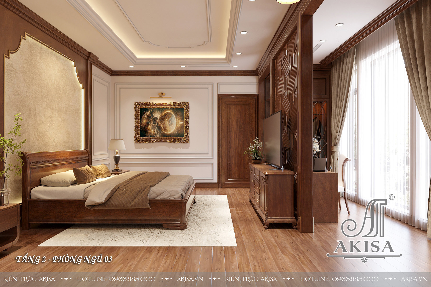 Thiết kế nội thất phong cách tân cổ điển nhẹ nhàng - Phòng ngủ