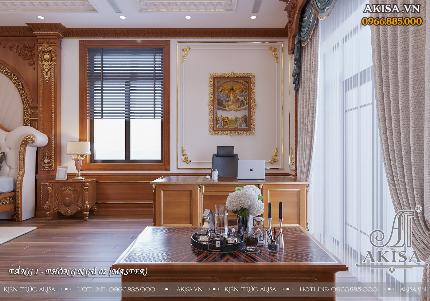 Thiết kế nội thất lâu đài tân cổ điển - phòng ngủ master