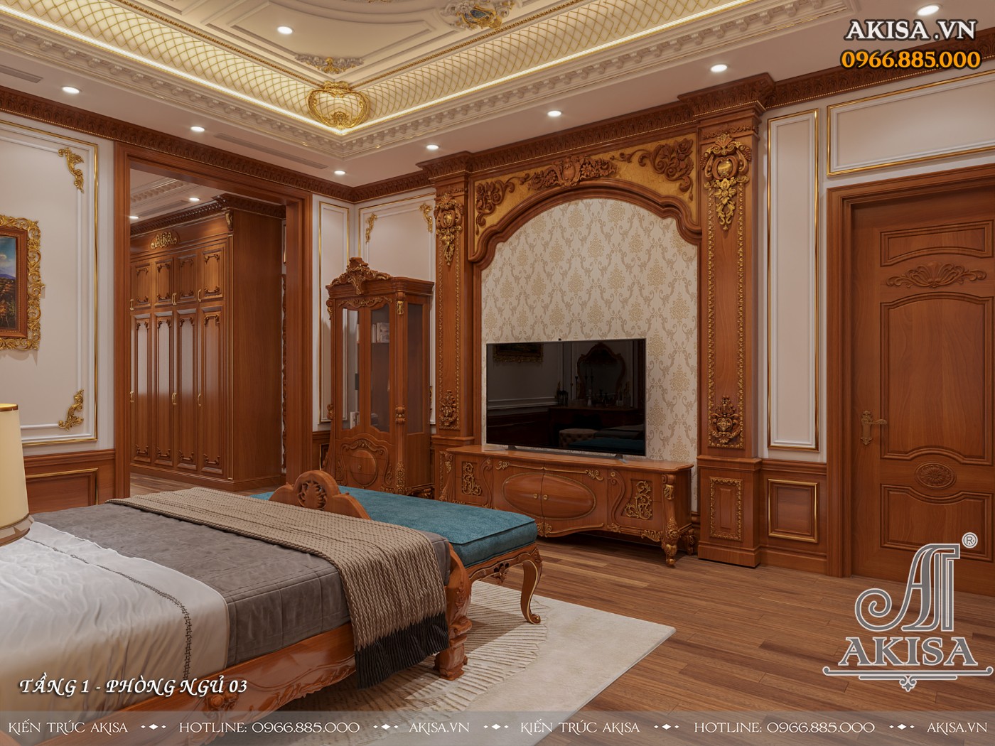 Thiết kế nội thất lâu đài tân cổ điển - phòng ngủ 