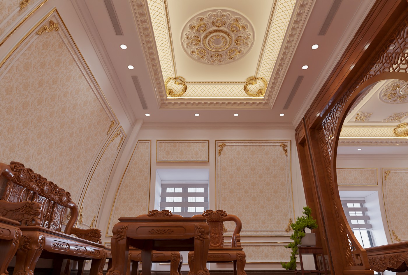 Thiết kế nội thất lâu đài tân cổ điển - phòng thờ