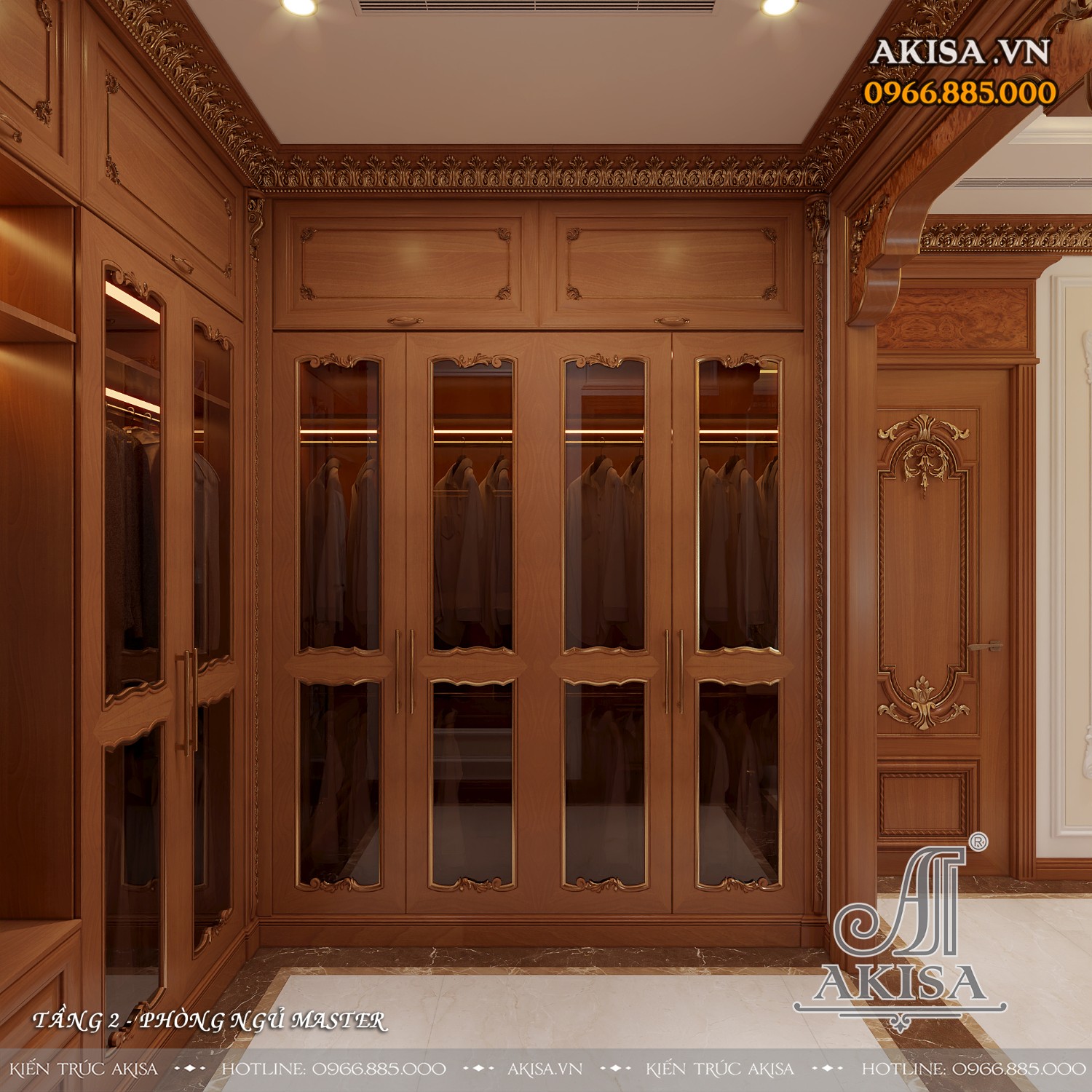 Nội thất biệt thự gỗ tự nhiên cao cấp - Phòng master
