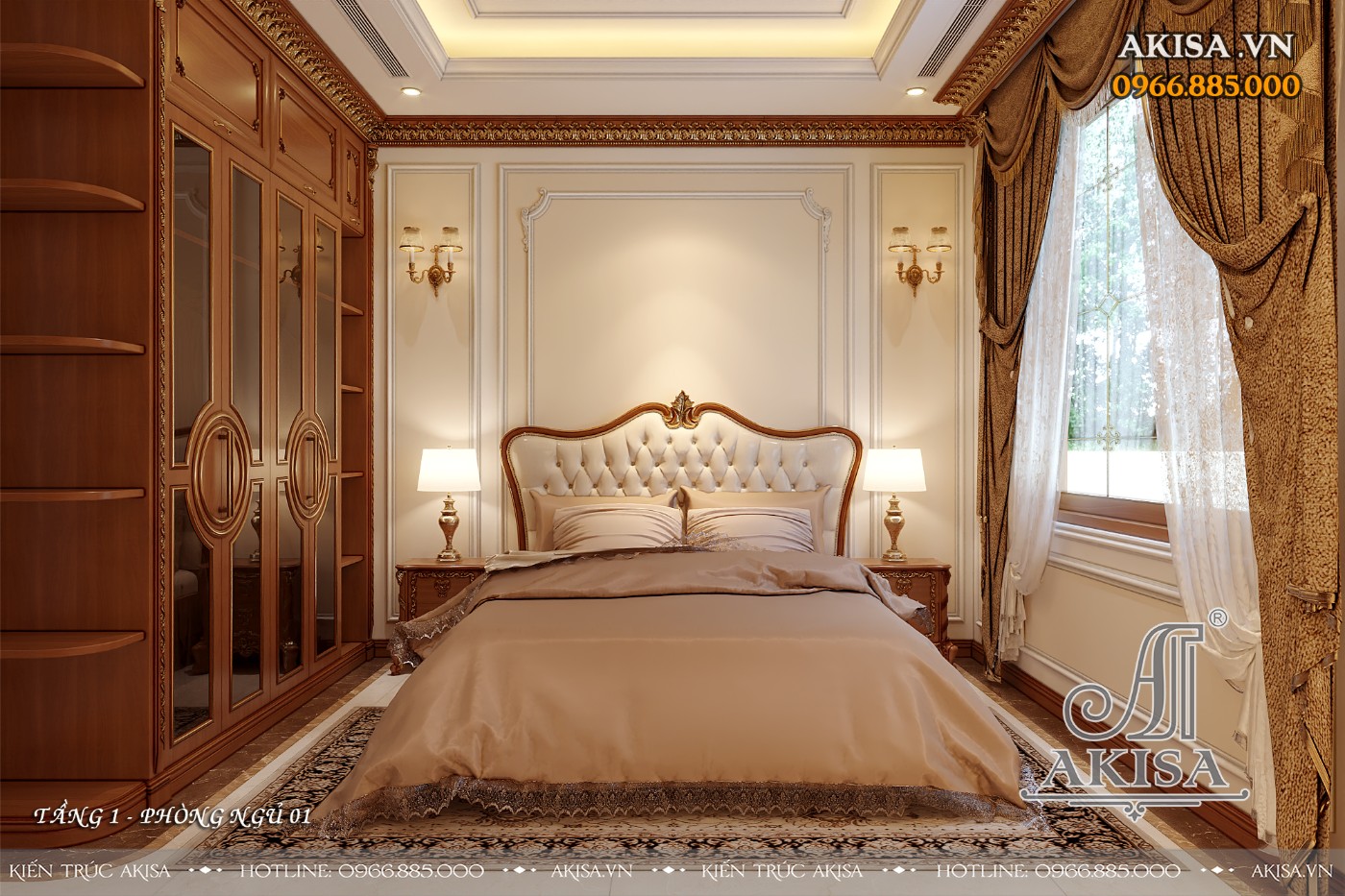 Nội thất biệt thự gỗ tự nhiên cao cấp - phòng ngủ