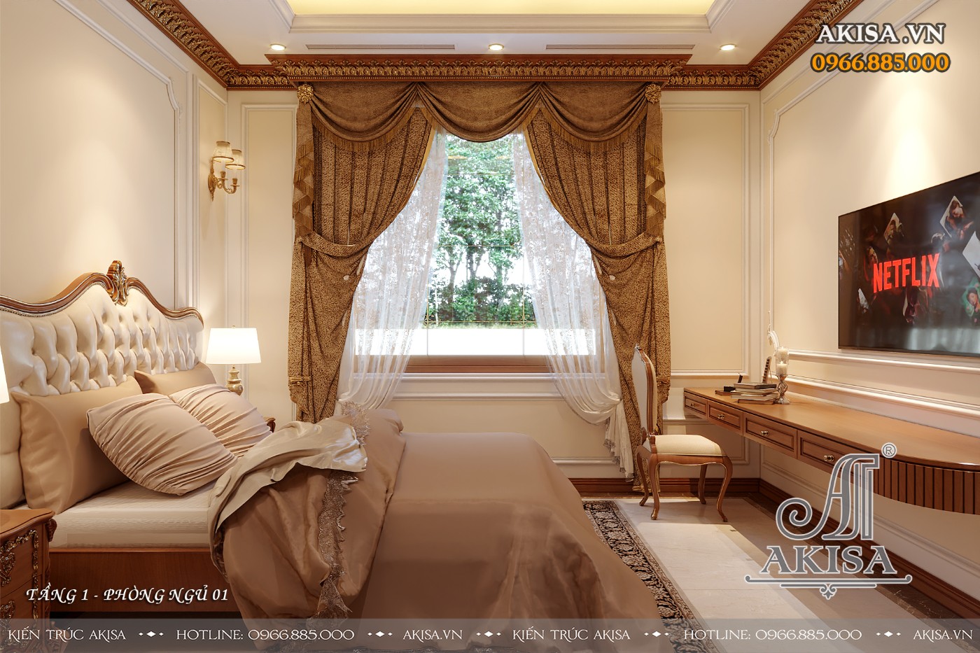 Nội thất biệt thự gỗ tự nhiên cao cấp - phòng ngủ