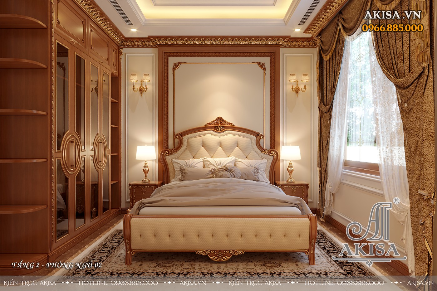 Nội thất biệt thự gỗ tự nhiên cao cấp - Phòng ngủ