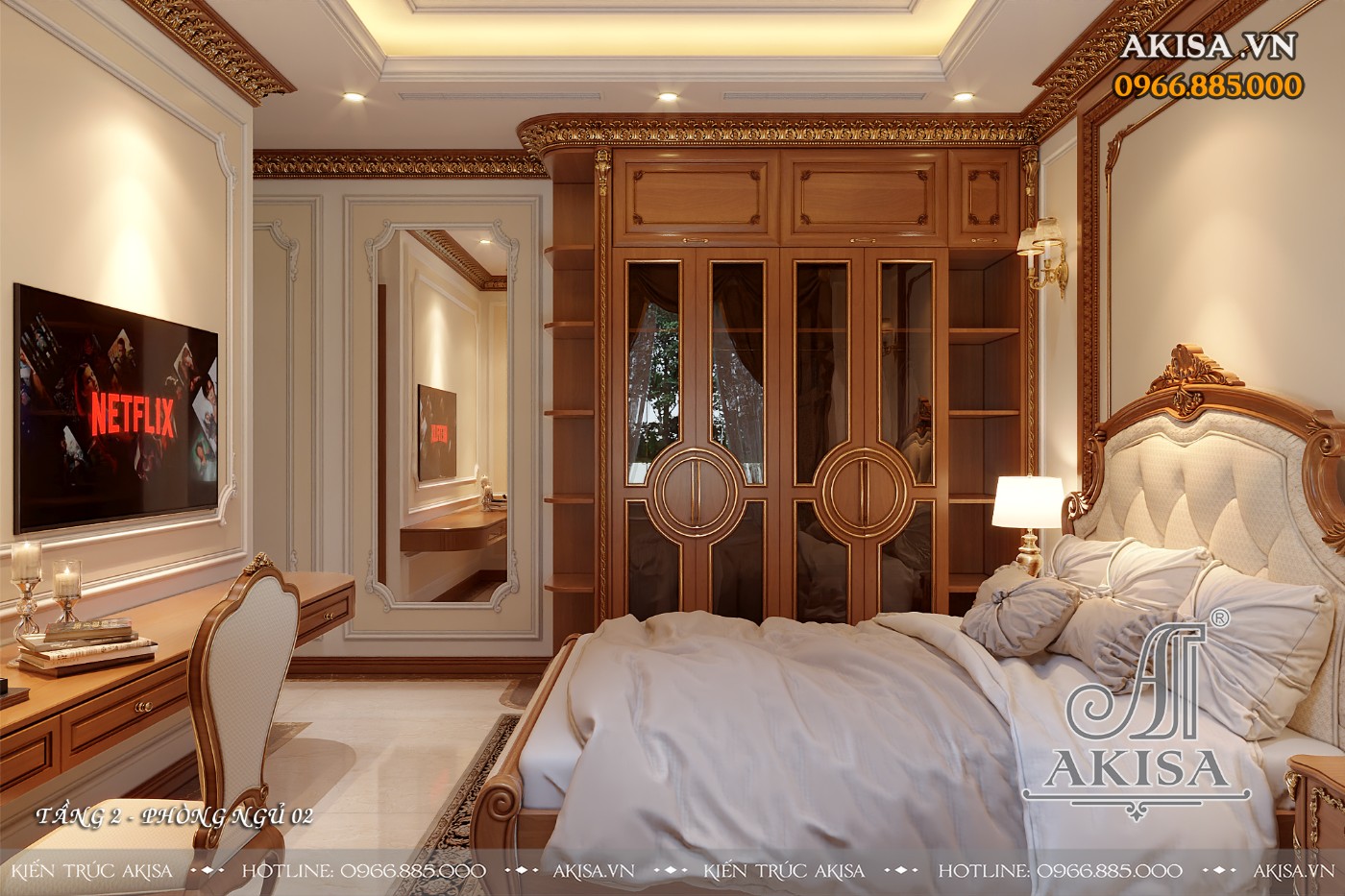 Nội thất biệt thự gỗ tự nhiên cao cấp - Phòng ngủ