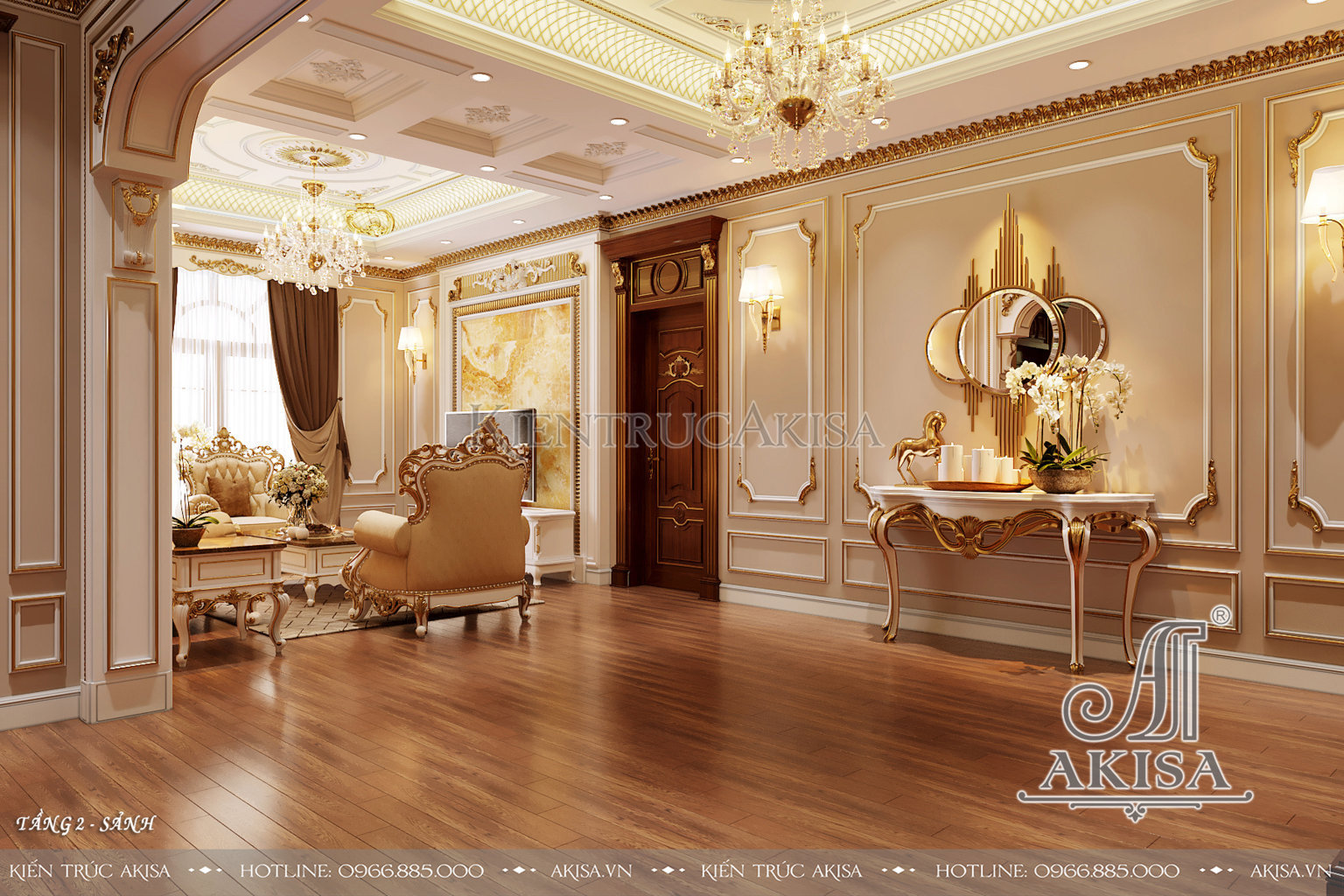 Thiết kế nội thất biệt thự tân cổ điển dát vàng đẹp đẳng cấp
