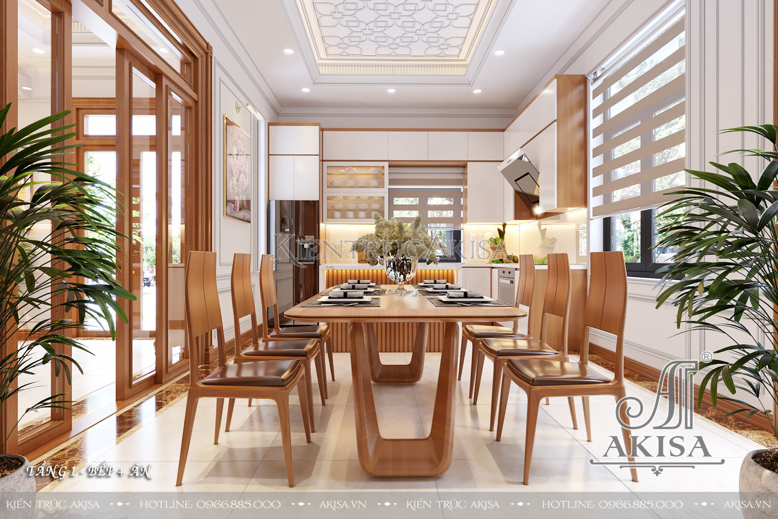 Mẫu nội thất gỗ tự nhiên cho biệt thự 2 tầng - bếp ăn
